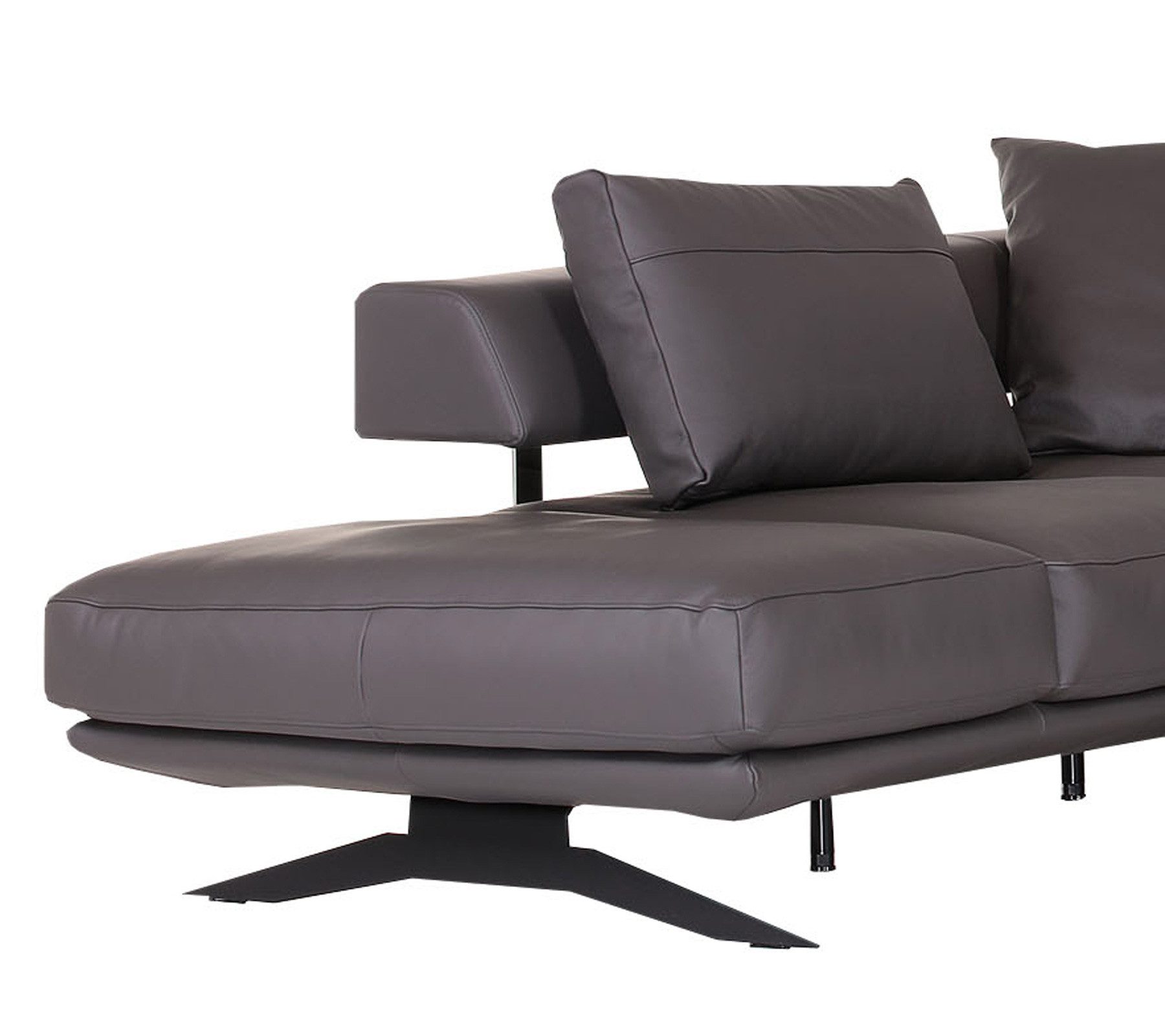 Möbel Akut Ecksofa Ecksofa Galliano Echt Leder Grau Stellmaß: 277 x 240 cm