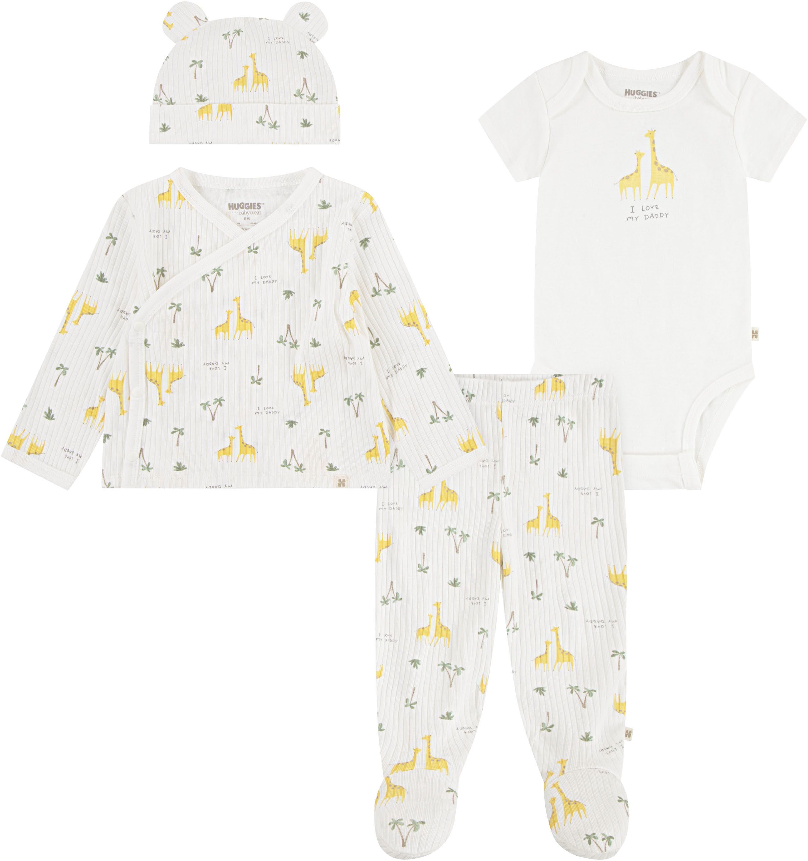 HUGGIES babywear Erstausstattungspaket (Set, 4-tlg) mit Giraffen-Print