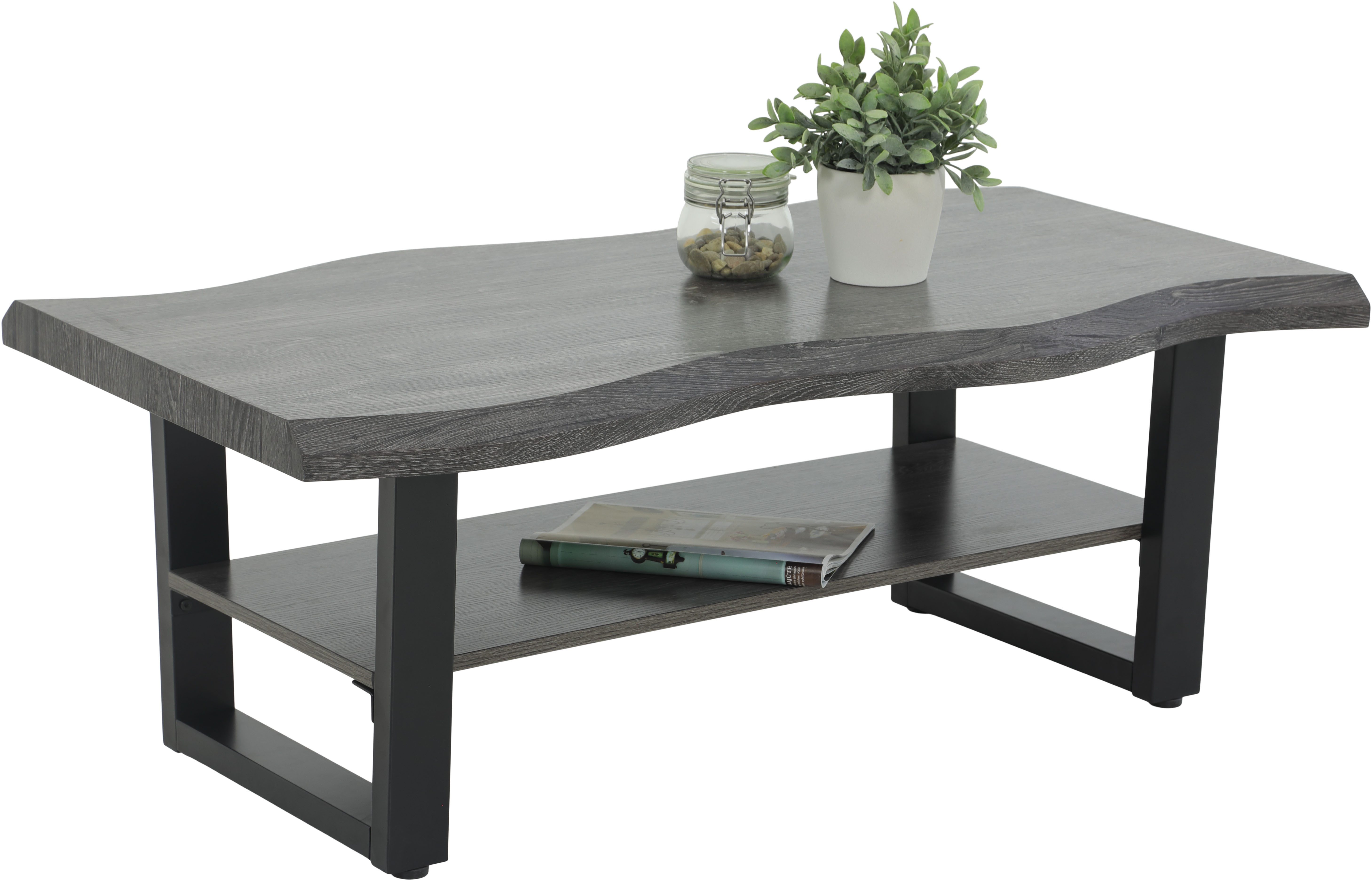 HELA Couchtisch GABRIEL, Ablageboden, Baumkantenoptik, U-Gestell günstig online kaufen