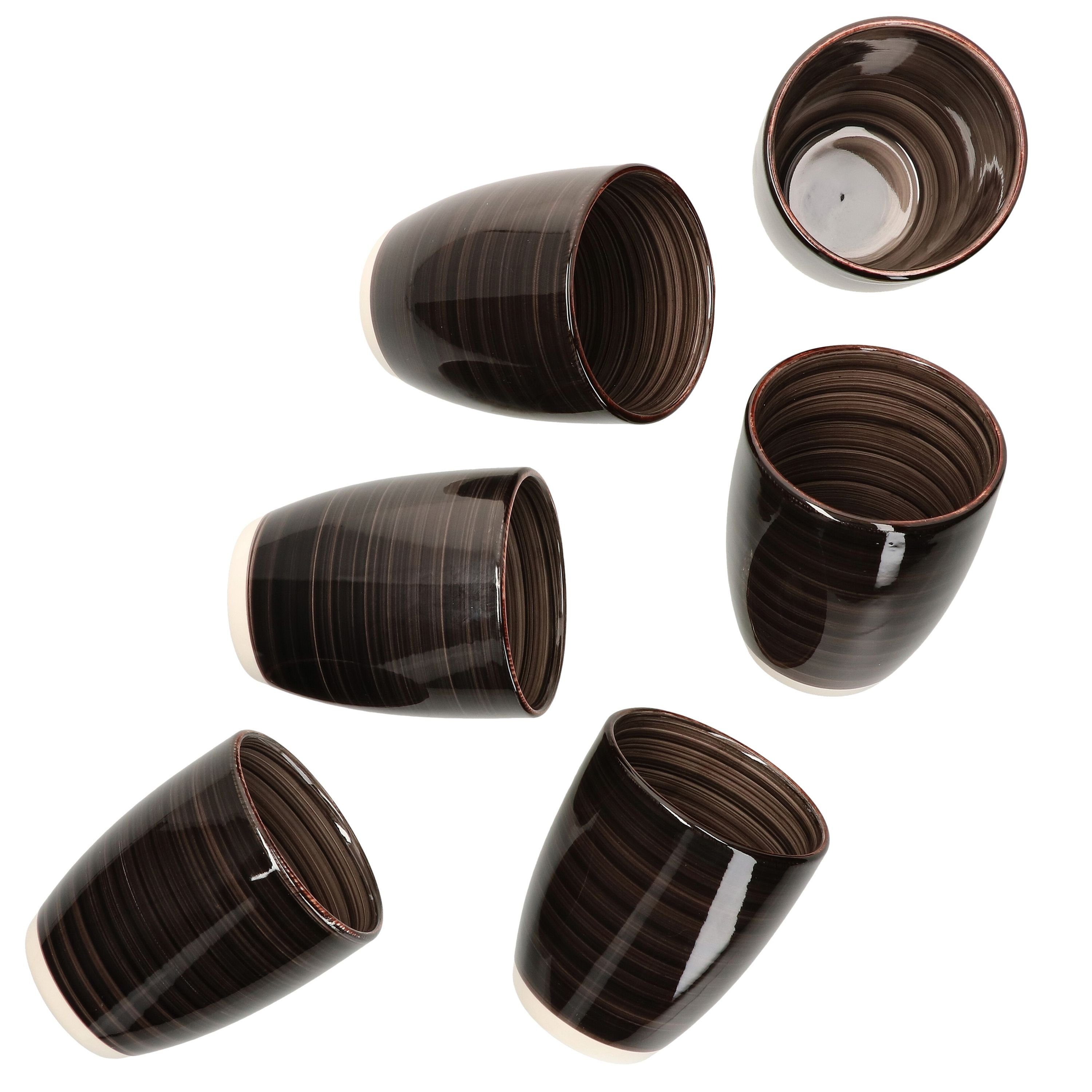 MamboCat Becher 6er Set Coffeeblack Kaffeebecher schwarz OHNE Henkel - 24326250, Steingut