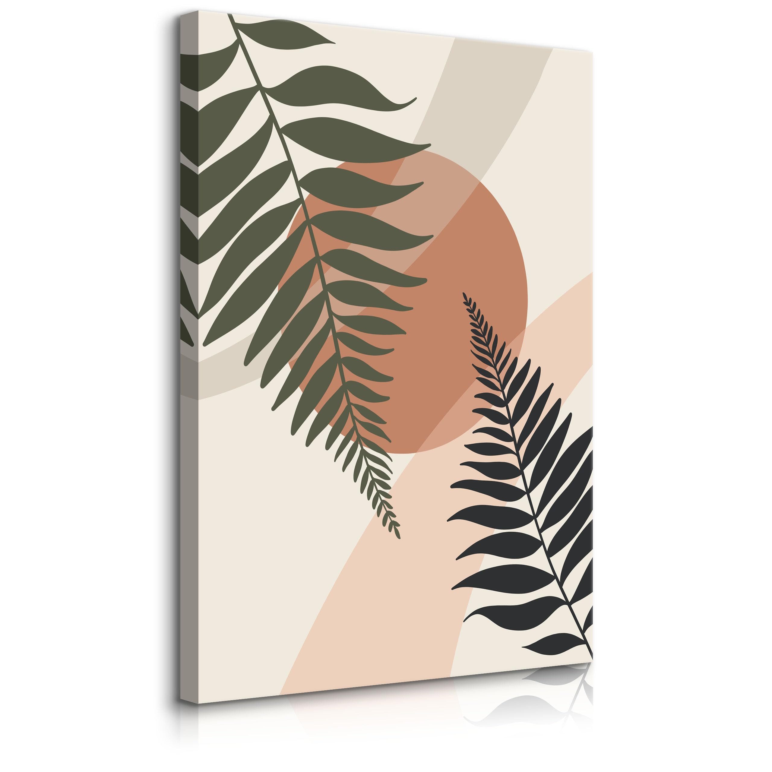 Muralo Leinwandbild Natur – Leinwandbild Wandbild Kunstdruck Wohnzimmer, Blumen (1 St), Palmblätter, 20 x 30 cm, aufhängefertig