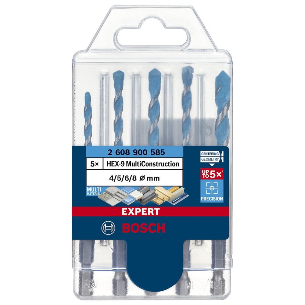 Bosch Professional Bohrmaschine Mehrzweckbohrer-Set HEX-9 Multi Construction, 5-tlg., 4-8 mm