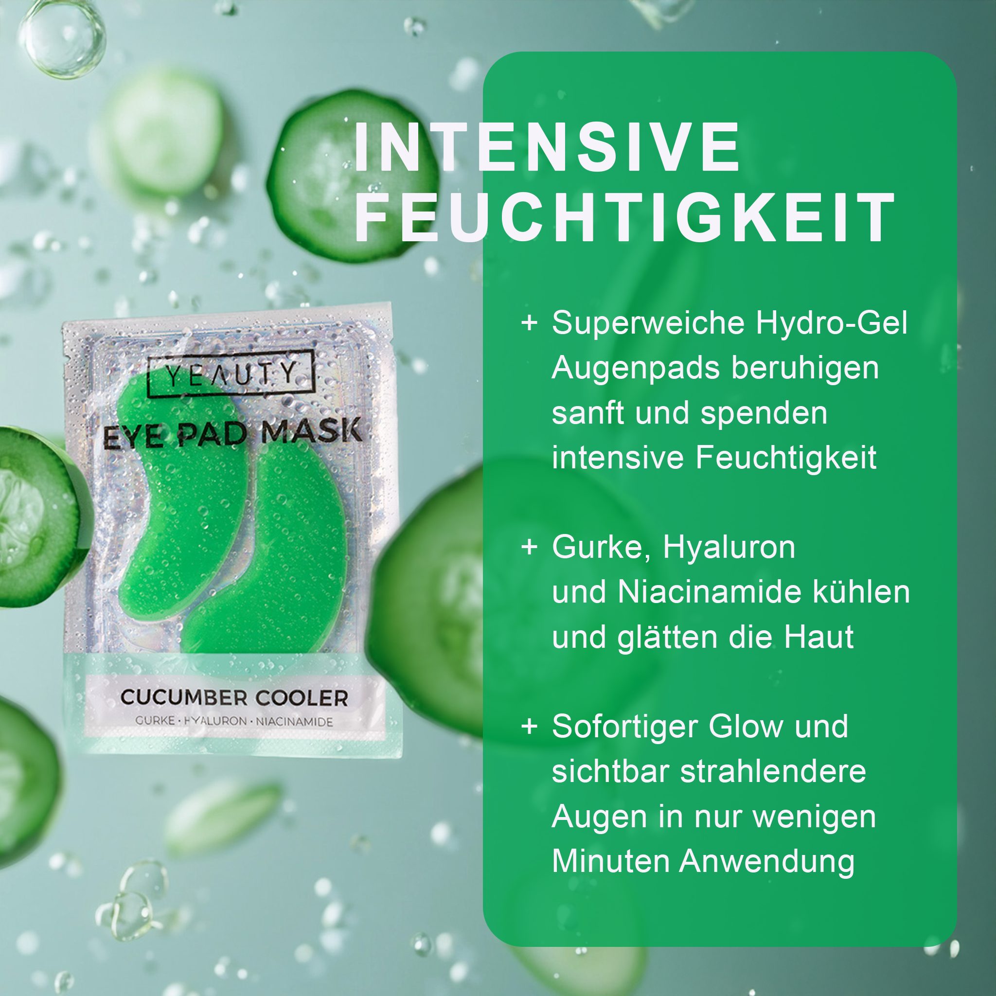 Yeauty Augenpads YEAUTY Eye Pad Mask Cucumber Cooler - 1 Paar