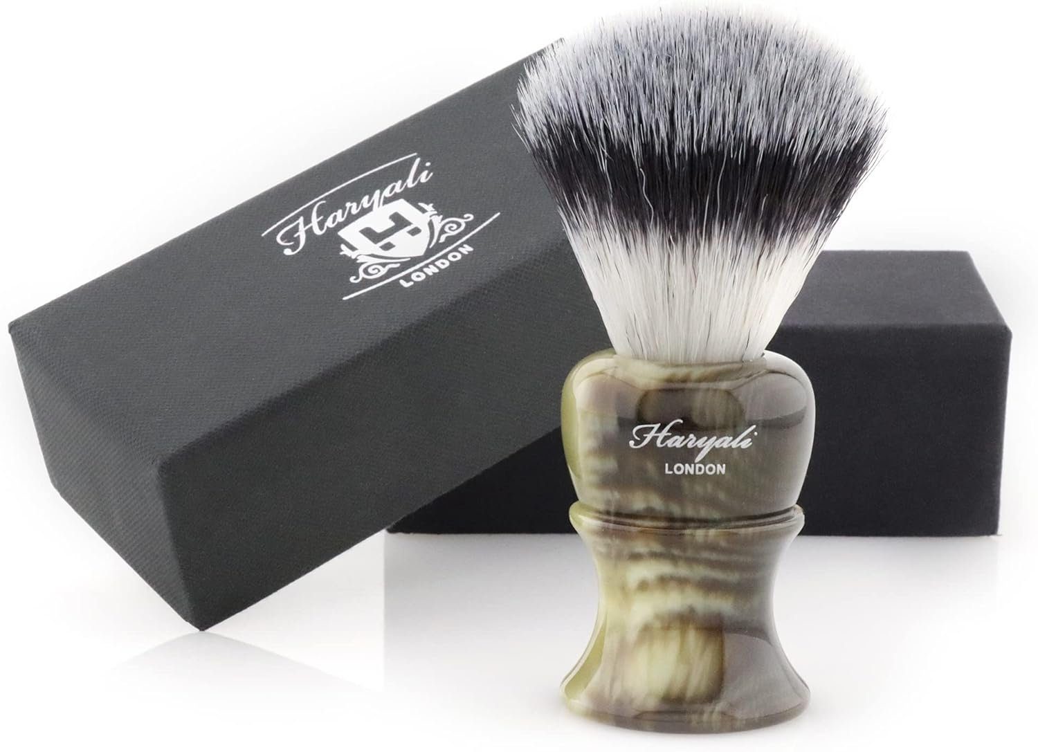 Haryali London Rasierpinsel Herren-Rasierpinsel aus Kunsthaar – einzigartiges Premium-Design, set, wet shaving brush, 1 tlg., solo, best foam soap shaver brush