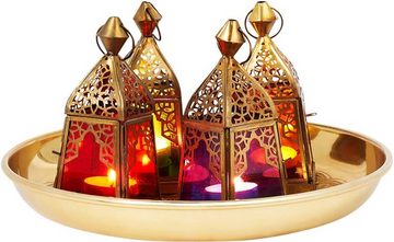 Marrakesch Orient & Mediterran Interior Windlicht Windlichter Deko Set Orient 7, Geschenkset mit Tablett, Handarbeit