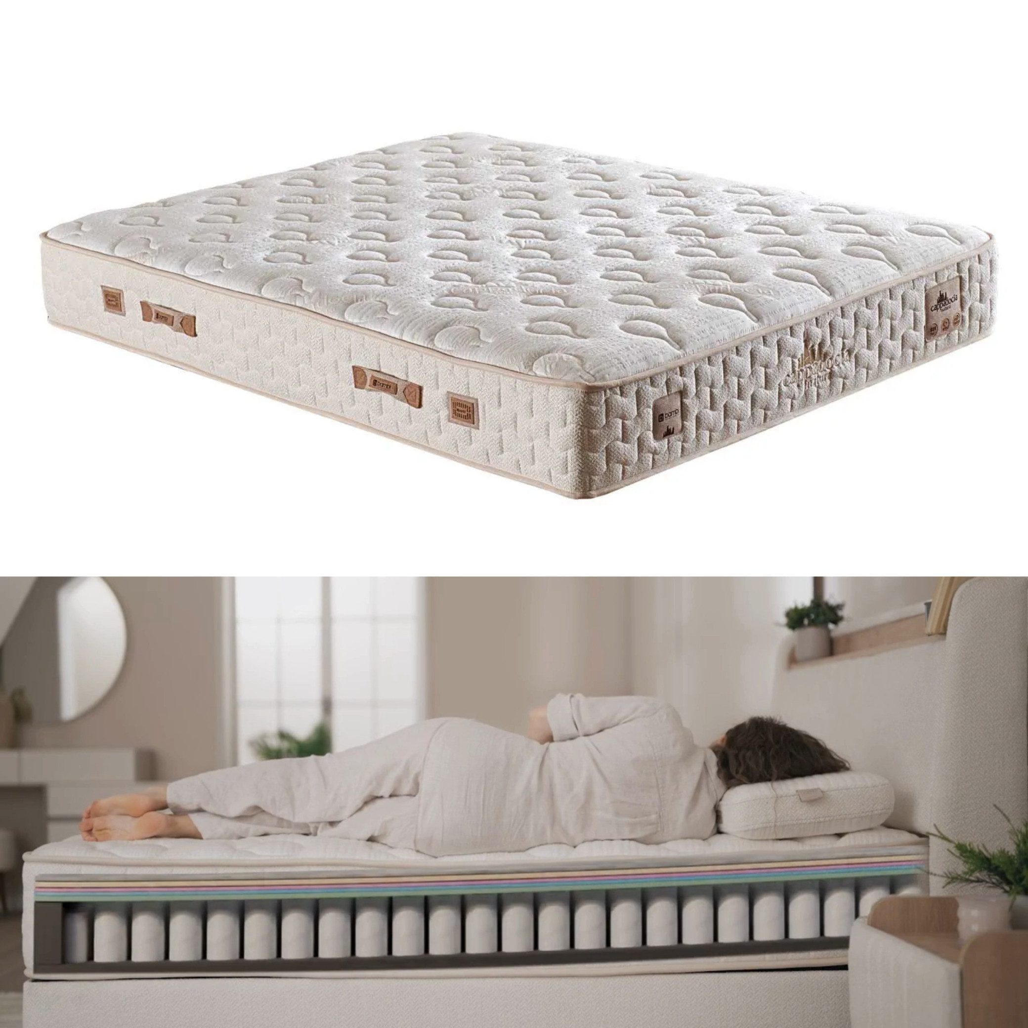 Boxspringmatratze Taschenfederkernmatratze Cappadocia 7 Zone Federkernmatratze Matratzen, Bambi, 30 cm hoch