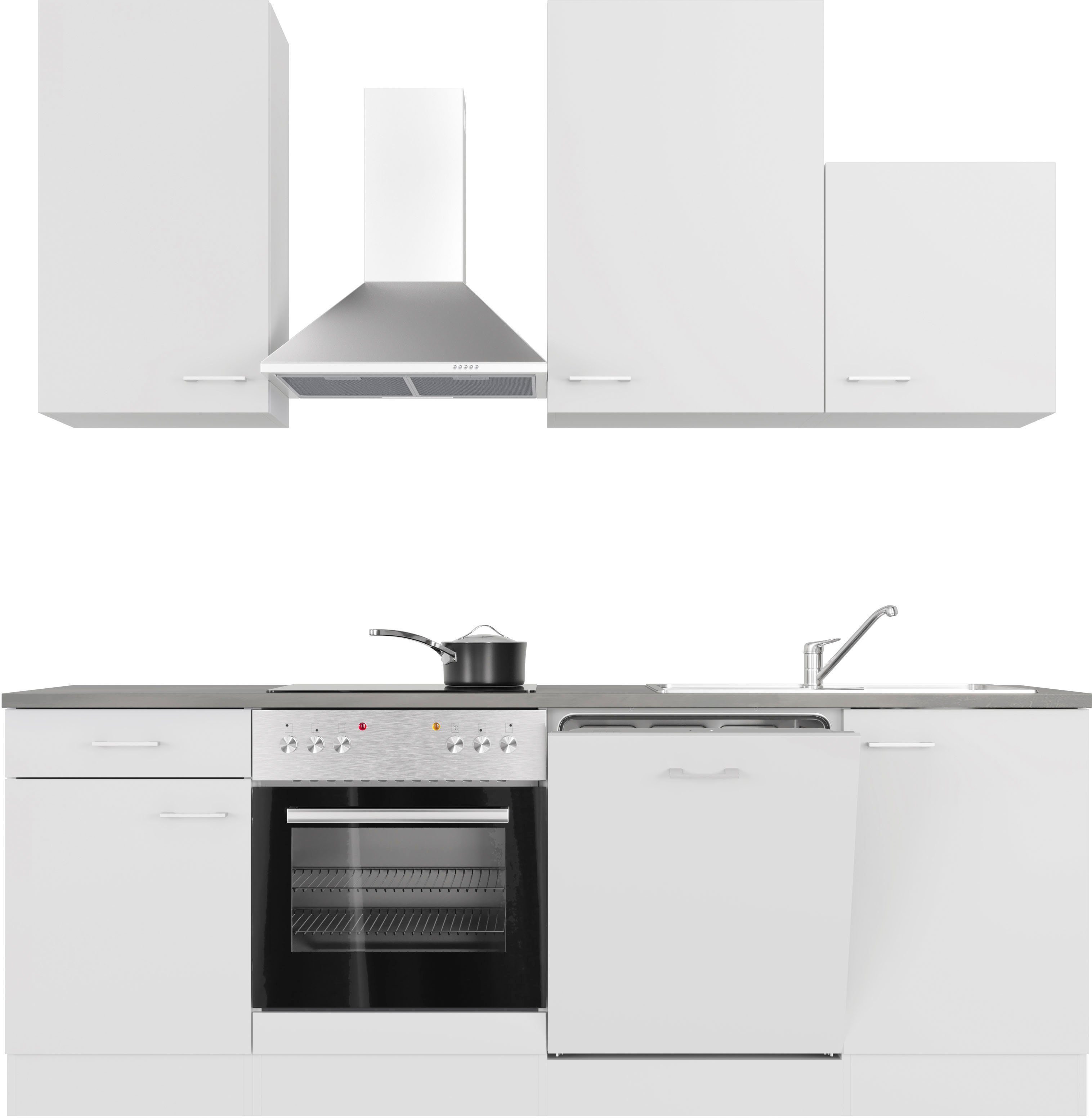 Flex-Well Küchenzeile Lucca, wahlweise mit E-Geräten, Gesamtbreite 220 cm günstig online kaufen
