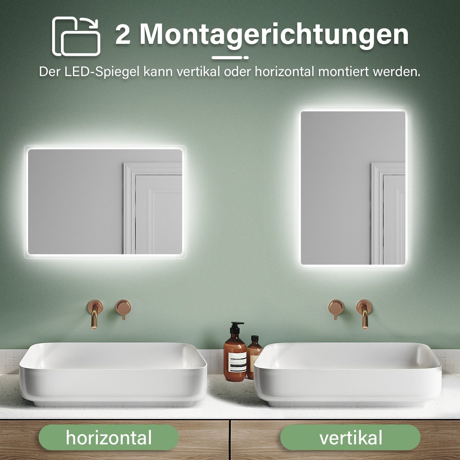 SONNI Badspiegel Badezimmerspiegel, mit Beleuchtung, 60×40 günstig online kaufen