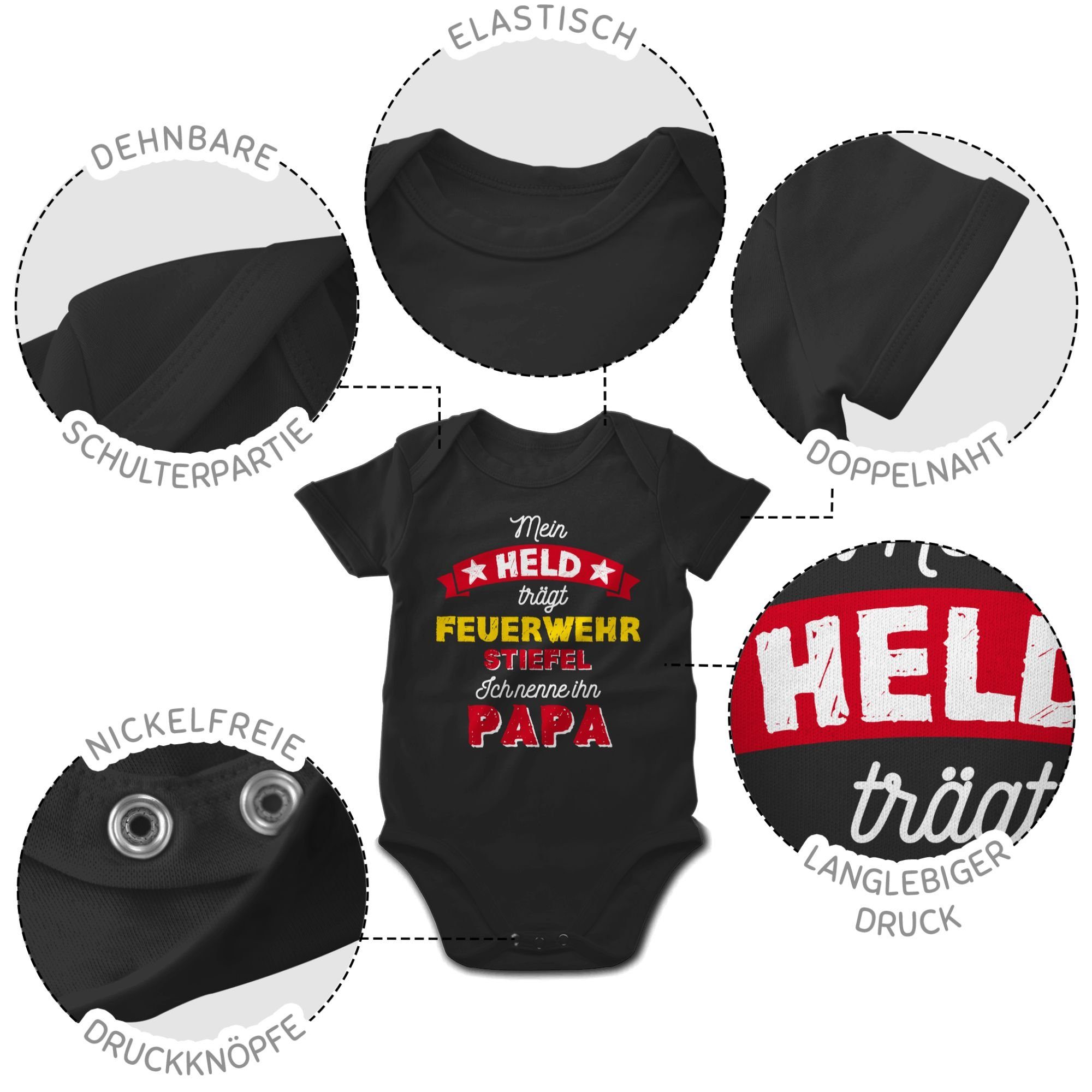 Shirtracer Shirtbody Mein Held trägt Baby Feuerwehrstiefel Schwarz Geschenk 2 Vatertag