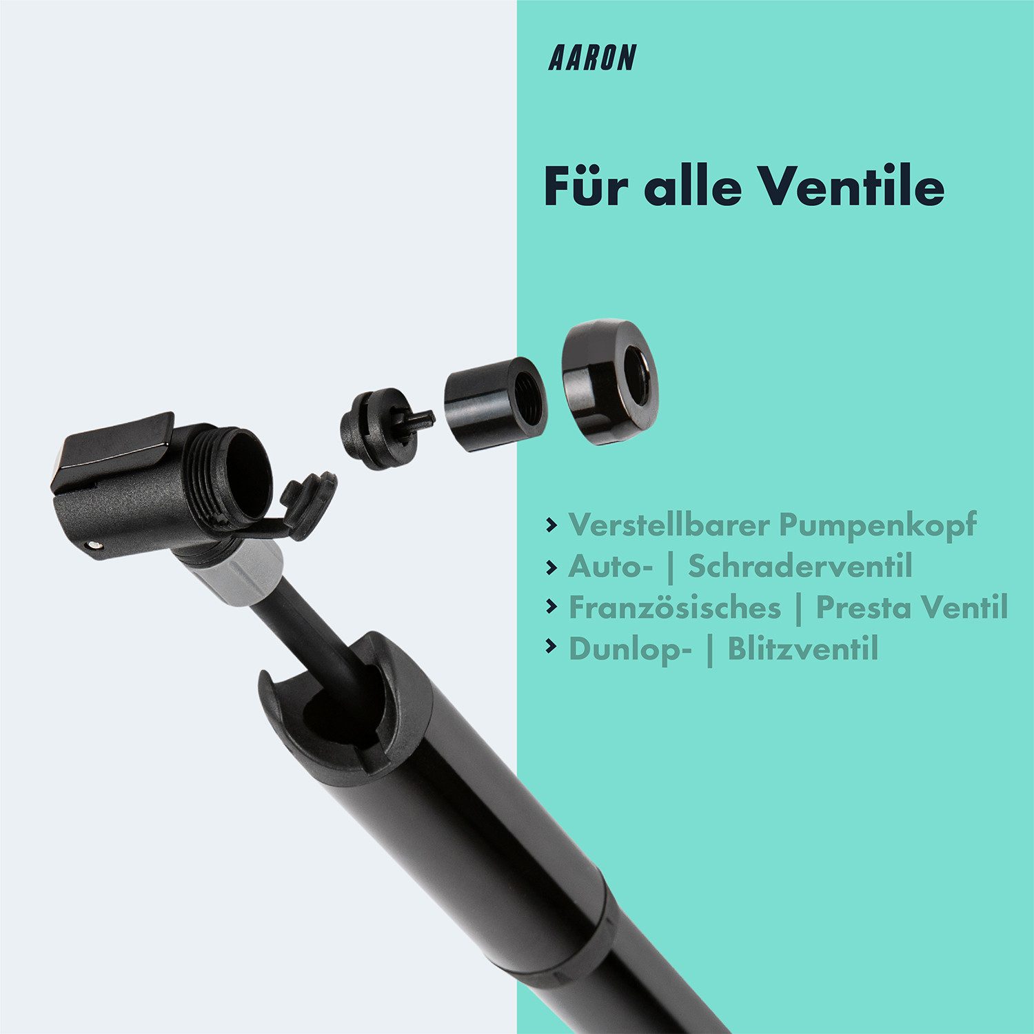 AARON Minipumpe Pocket One Mini Fahrrad Pumpe für Presta Blitz und Schrader Ventil