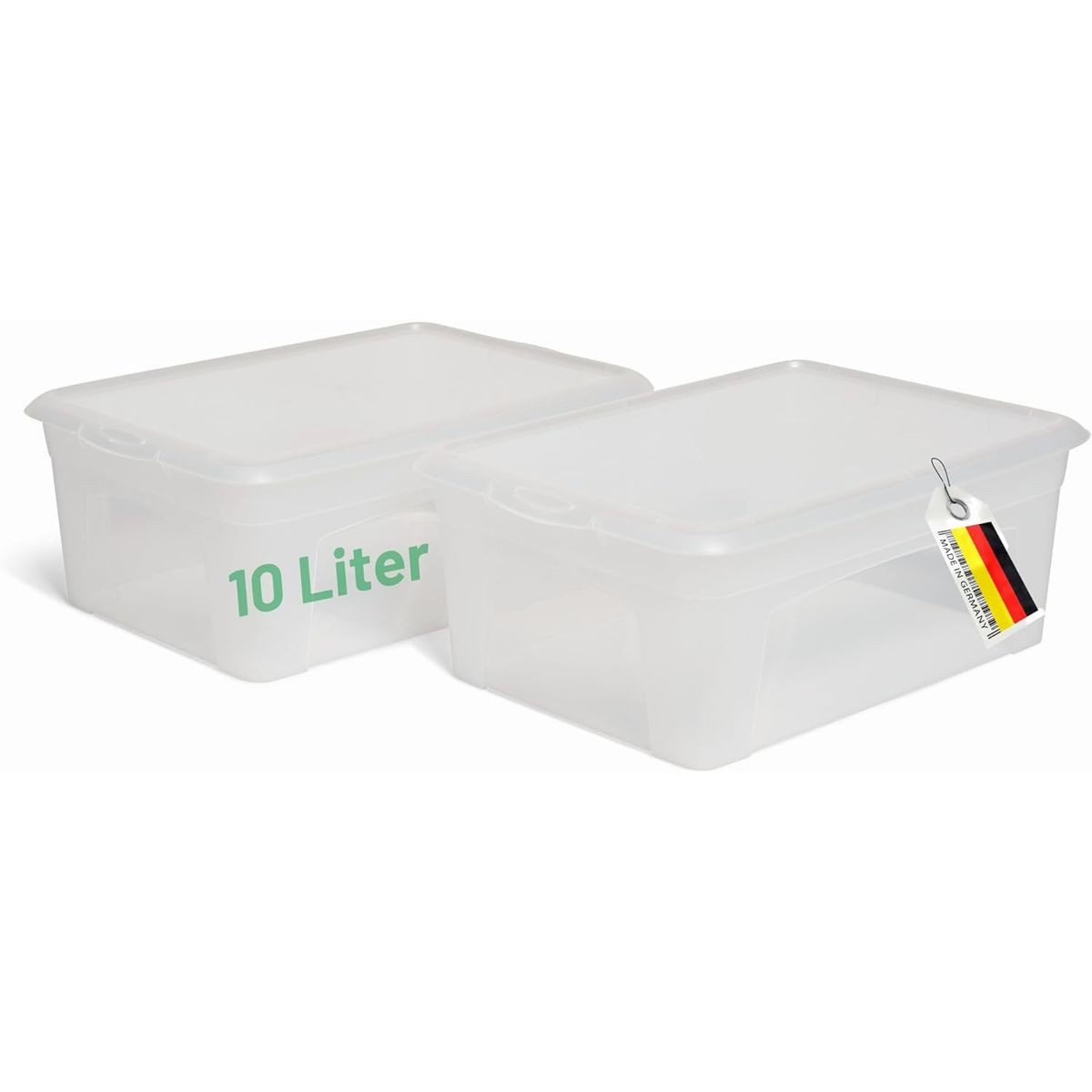 Novaliv Aufbewahrungsbox 362102-2xStuck, 2x Aufbewahrungsbox durchsichtig mit Deckel 10L Nestbar stapelbare Pla