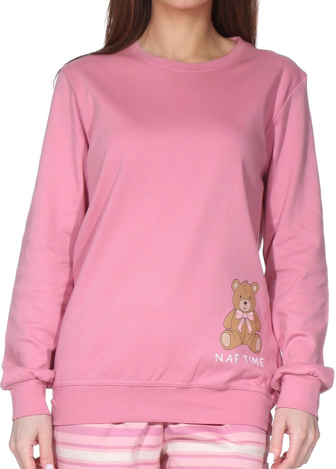 Normann Pyjama Normann Damen Pyjama in Kuschel Interlock Qualität + Teddybär Motiv – Bild 3 von 5