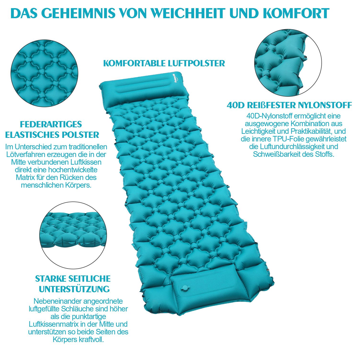 Clanmacy Isomatte Isomatte Camping Aufblasbar,192*60cm Selbstaufblasende Schlafmatten – Bild 5 von 5