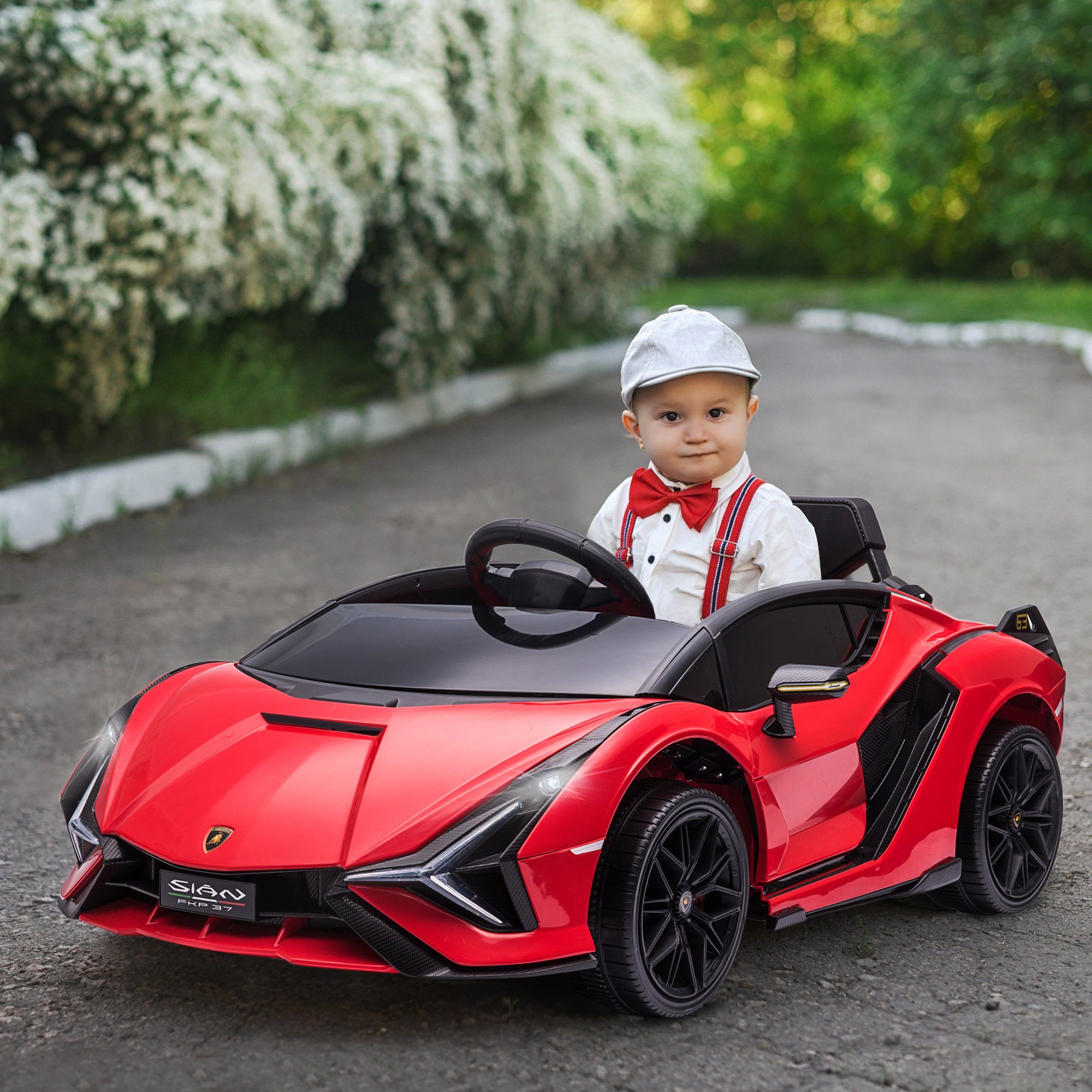 HOMCOM Elektro-Kinderauto Kinderfahrzeug, extra breiten Reifen, Musik(MP3/USB) Licht, Belastbarkeit 25 kg, (1-tlg), für 3-5 Jahre Kinder, Rot