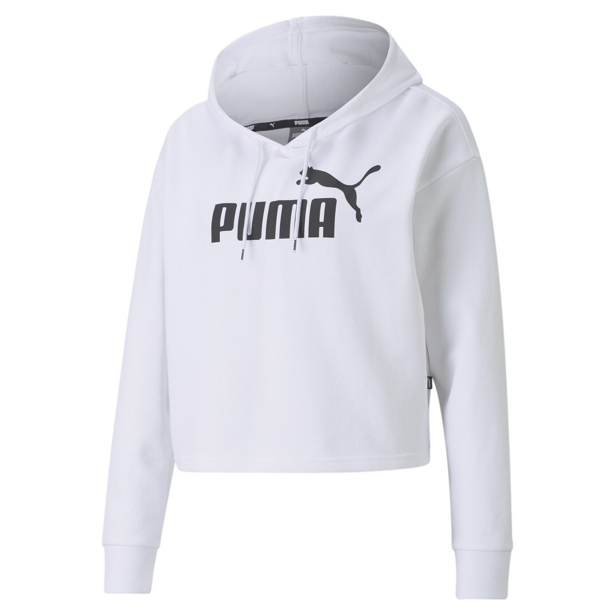 PUMA Sweatshirt Essentials Logo Cropped Hoodie Damen White