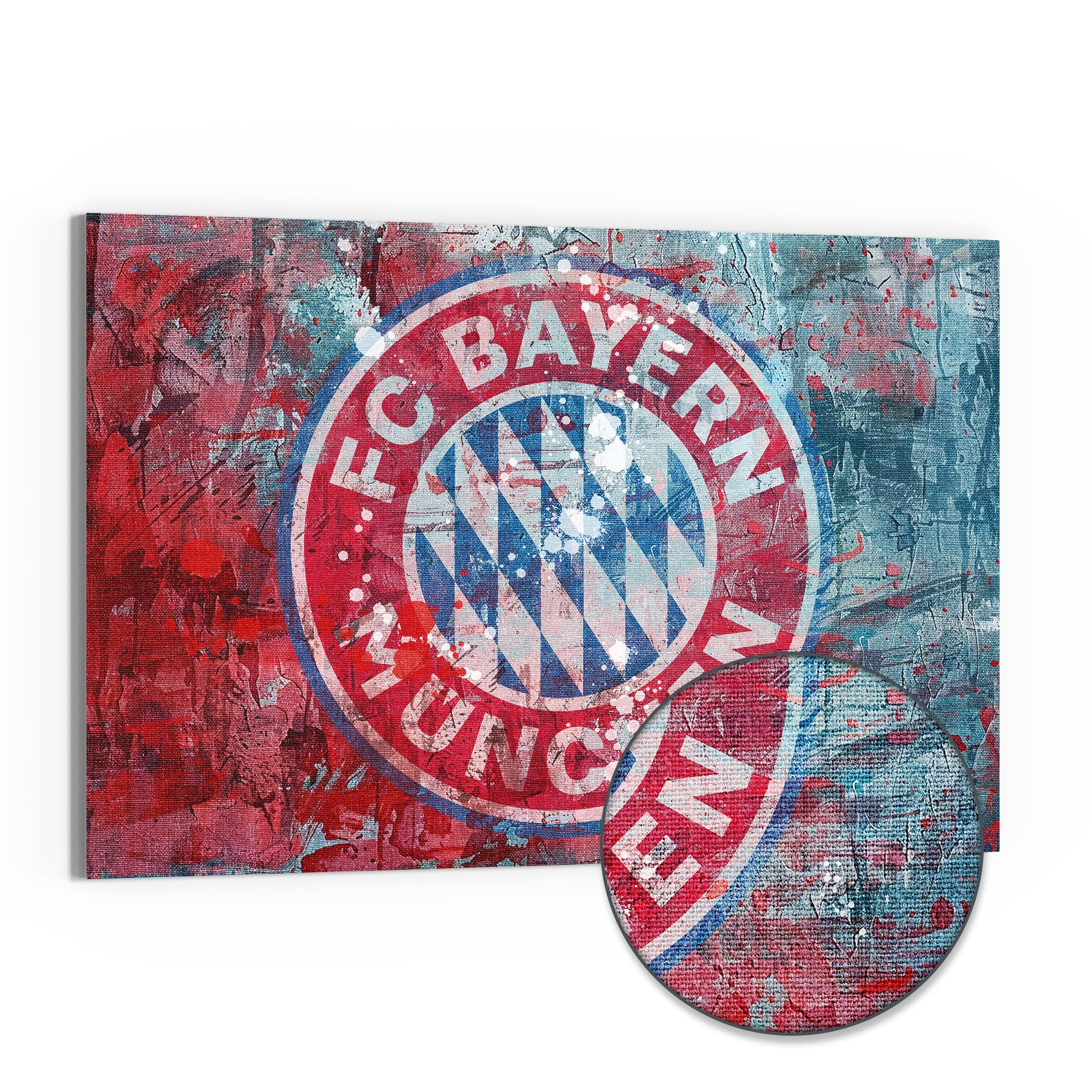 DEQORI Leinwandbild 'Wappen FC Bayern München', 'Wappen FC Bayern München', Hybrid Leinwand Bild Wandbild flach modern