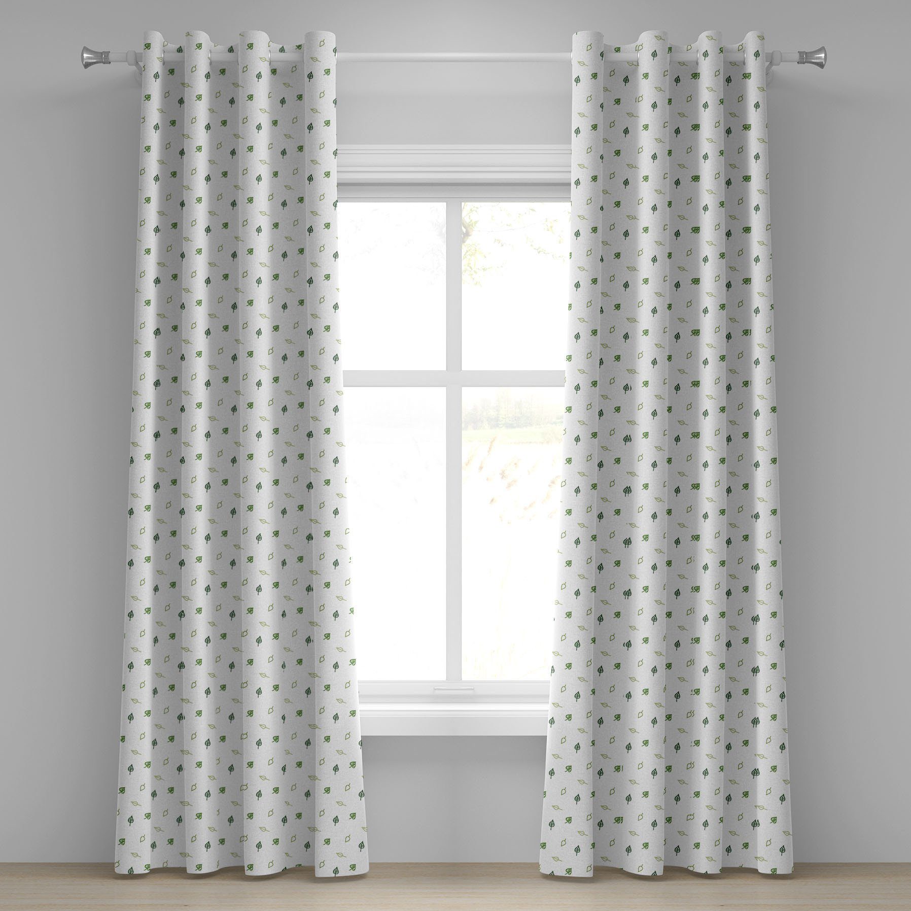 für Wohnzimmer, Dekorative Gardine minimalistisch Moderne Schlafzimmer und Abakuhaus, 2-Panel-Fenstervorhänge Grün