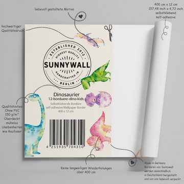 Sunnywall Bordüre Dino Kids (Bordüre - 400 cm), Comic, botanisch, (1 St), selbstklebend