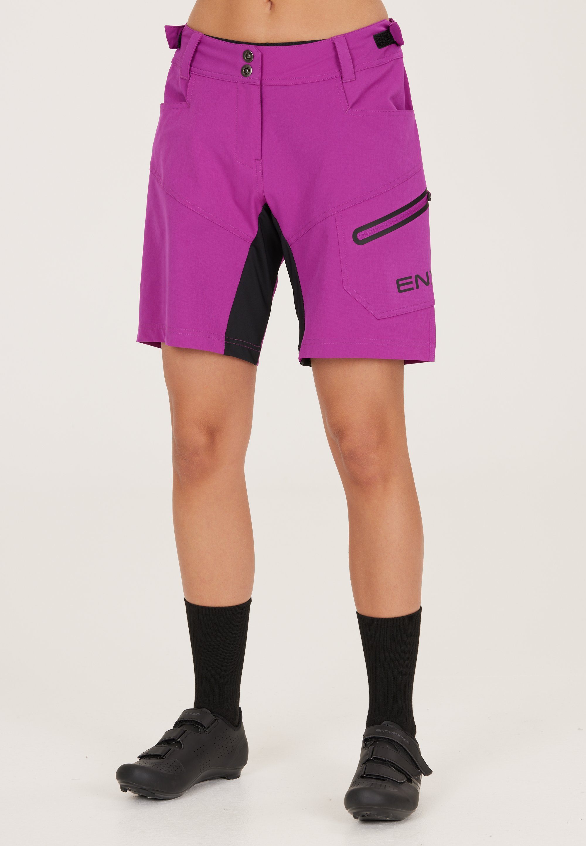 ENDURANCE Radhose Jamilla W 2 in 1 Shorts mit herausnehmbarer Innen-Tights lila