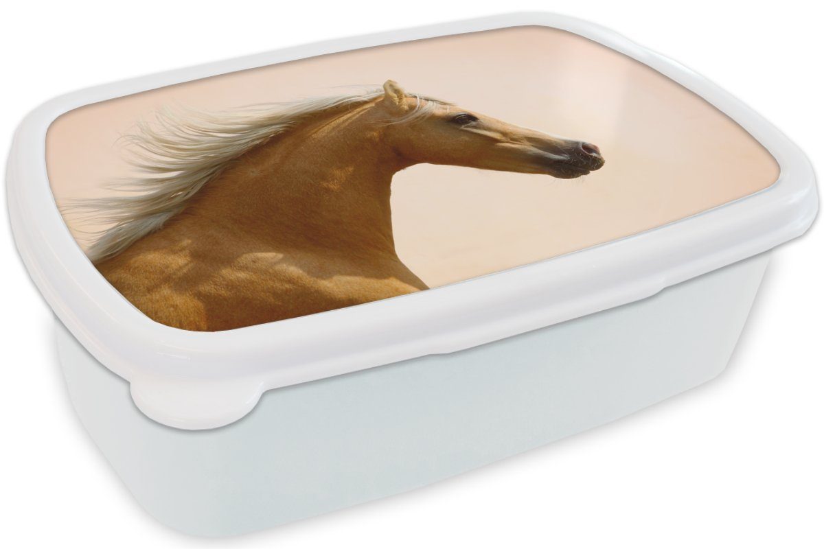 MuchoWow Lunchbox Pferd - Licht für Mädchen Kunststoff, und weiß (2-tlg), Brotdose, - Kinder Brotbox Erwachsene, Luft, und Jungs für