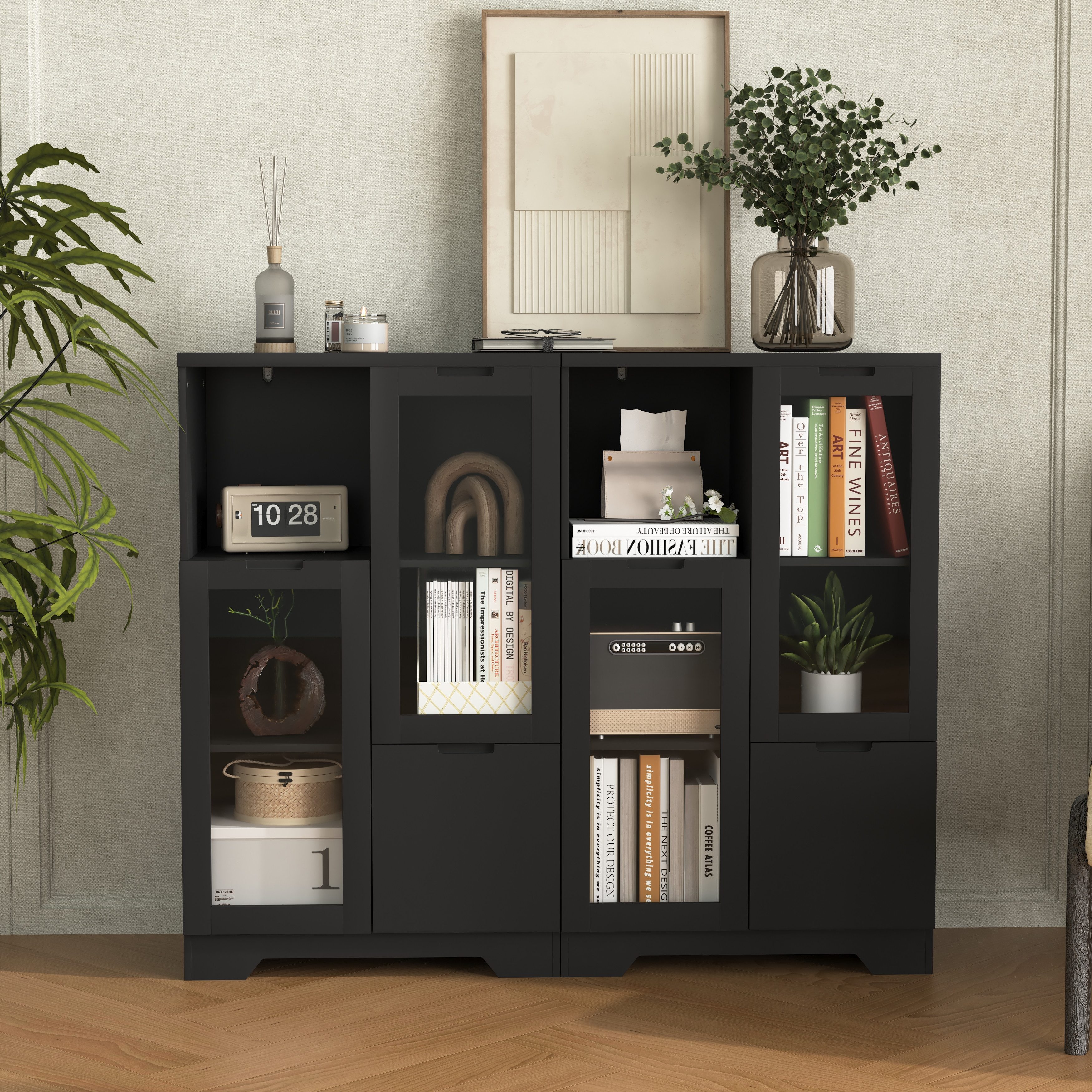 STILVORA Wandhängeschrank mit Schubladen,Aufwahrungschrank Kommode mit Glastür&Lagerfächern, Lackierter MDF-Schrank mit Glastüren & Schublade – Vielseitiger Stauraum, elegantes Design & pflegeleicht 1-tlg.
