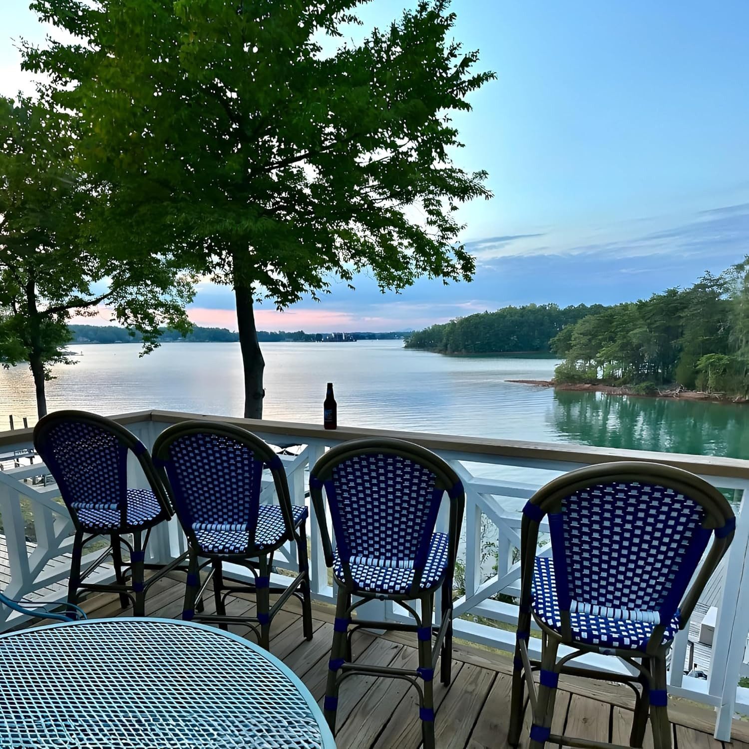 PURPLE LEAF Barhocker Französischer Stil 2st, Handgeflochten, Aluminium, Hohe Rückenlehne (2 Barhocker, 2er Set), Barstuhl Outdoor-Tresenhocker Rattan, für Bar, Cafés, Küchen, Garten