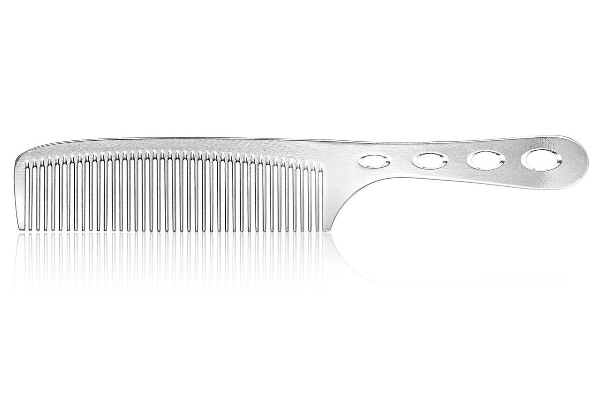 Kosmetex Haarkamm Haarschneidekamm, Aluminium Friseurkamm mit Griff, 20,7 cm