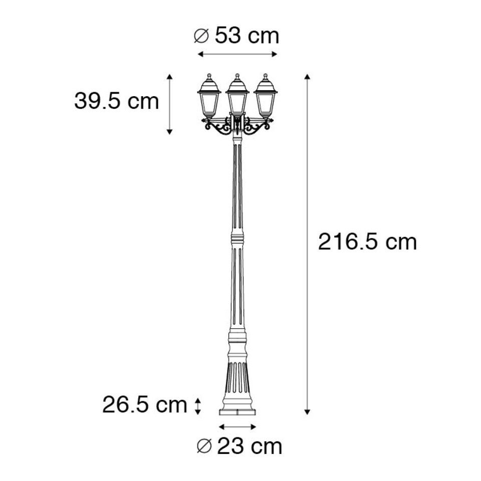 Qazqa Gartenleuchte New haven, ohne Leuchtmittel, Warmweiß, QAZQA Laterne außen, e27, Schwarz, Kunststoff, classic-antique