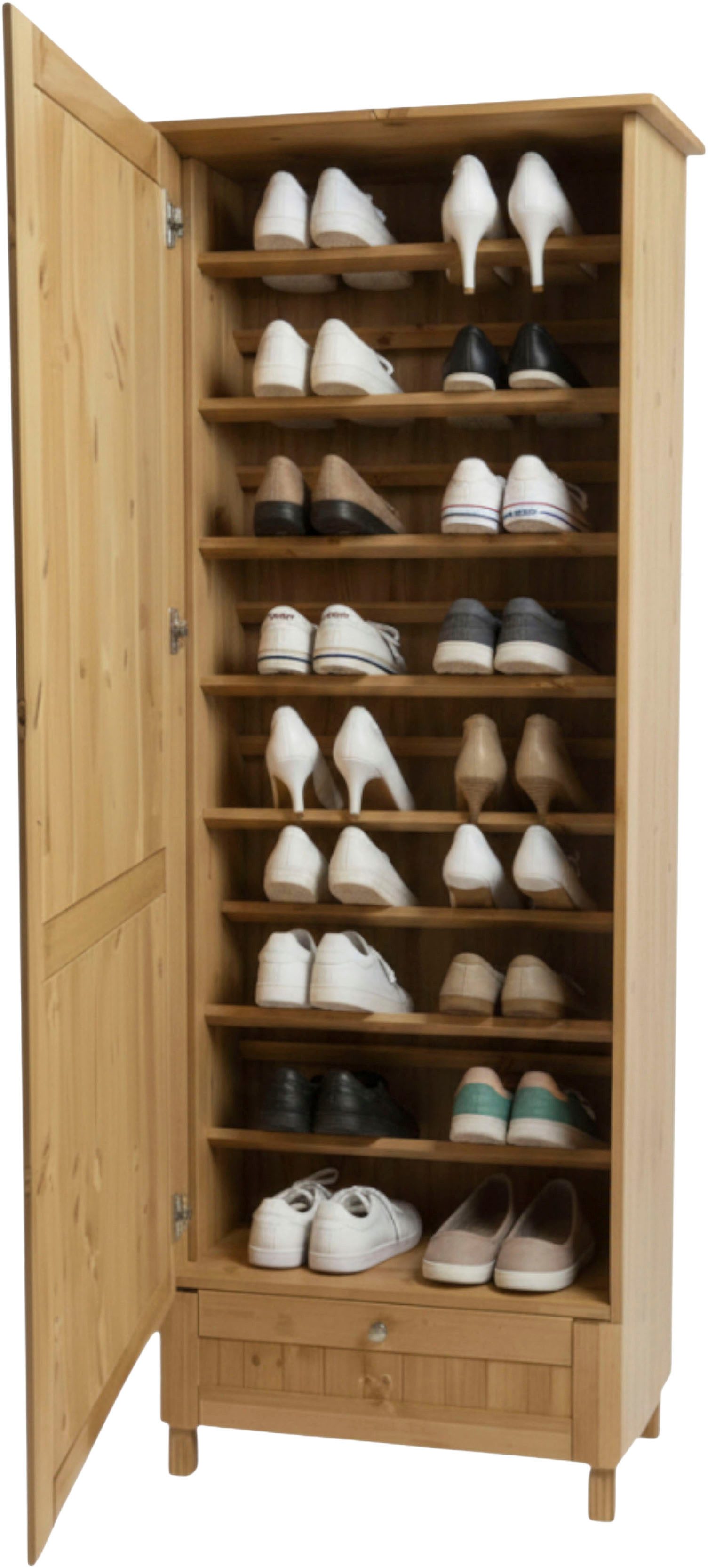 OTTO home Schuhschrank Juventus (1-St) aus massiver Kiefer, Breite 67cm, Höhe 180 cm