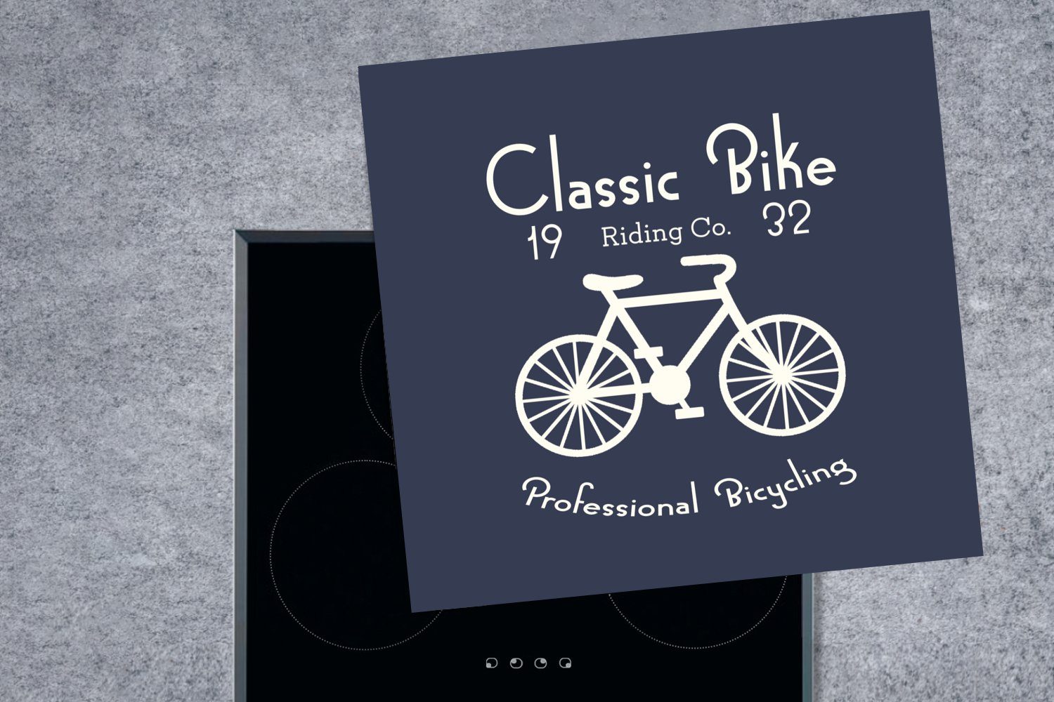 küche Fahrrad - Ceranfeldabdeckung, Herdblende-/Abdeckplatte Text, cm, Jahrgang tlg), Vinyl, MuchoWow - (1 78x78 Arbeitsplatte für