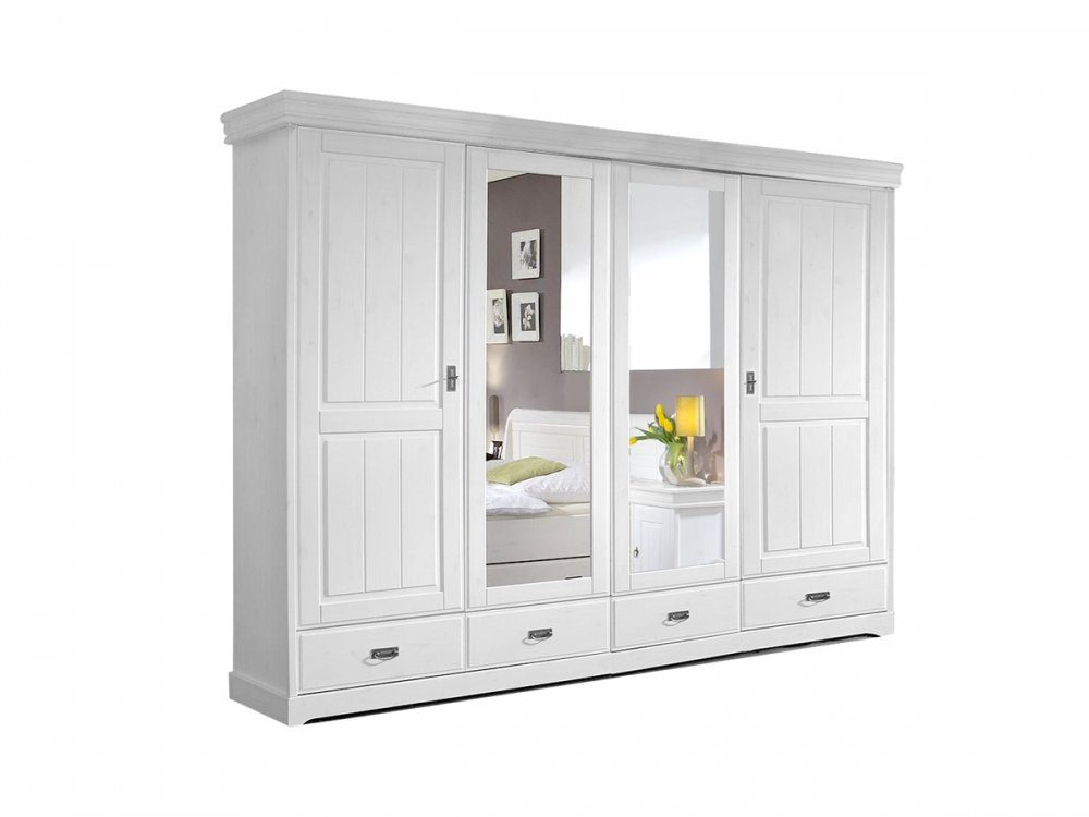 Moebel-Eins Kleiderschrank ROMAN Kleiderschrank / Drehtürenschrank, Material Massivholz, Kiefer
