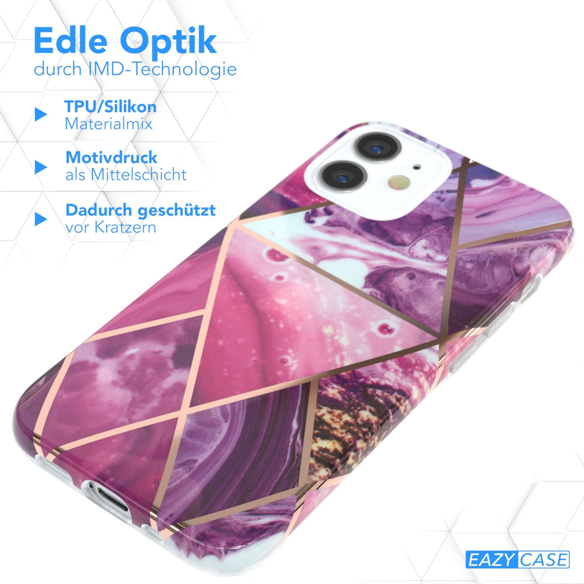 EAZY CASE Handyhülle IMD Motiv Cover für Apple iPhone 12 Mini 5,4 Zoll, Dünne Handy Schutzhülle mit Kameraschutz Slim Backcover Violett Beere