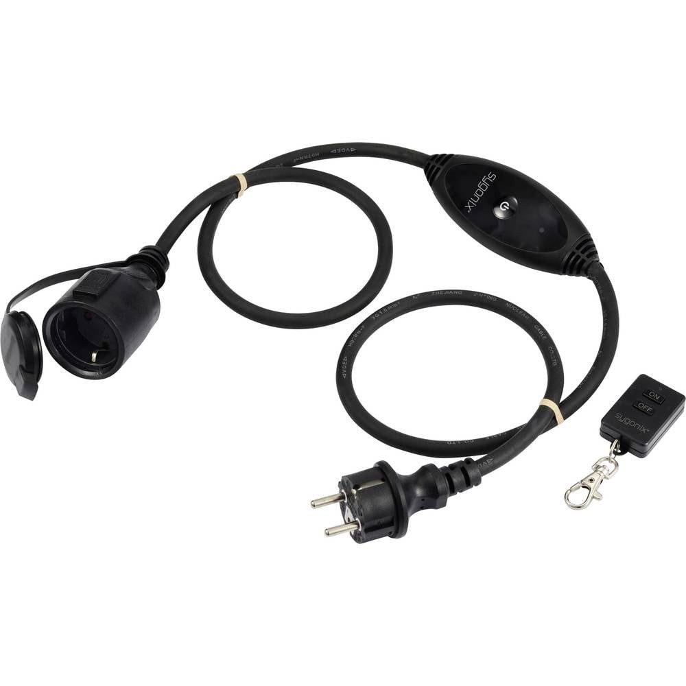 Sygonix Strom Verlängerungskabel 16 A Schwarz 1 m H07RN-F 3G 1,5 mm² inkl. Verlängerungskabel, inkl. Ein/Aus-Schalter, für Außenbereich geeignet