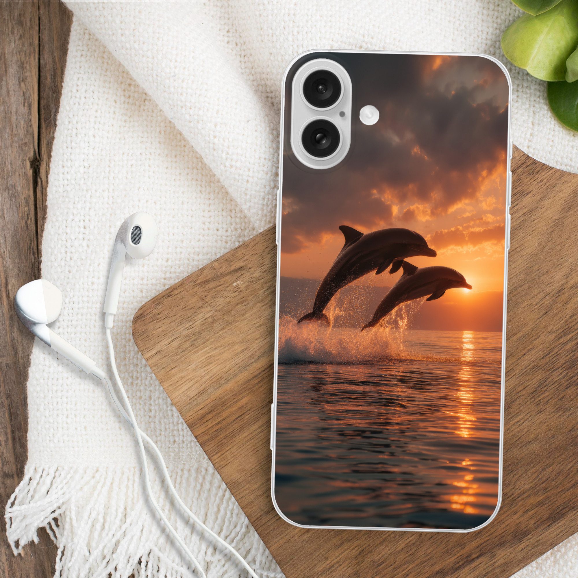MuchoWow Handyhülle für Apple iPhone 16 Plus Delfine - Meer - Realistisch, Smartphone-Bumper, Print, Handy Schutzhülle Dünn