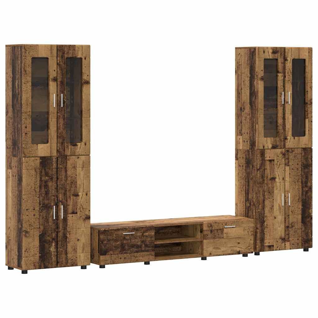 vidaXL Wohnzimmer-Set TV-Schrankset mit Schubladen FLORIN 3 pcs Altholz Holzwerkstoff, (3-St)