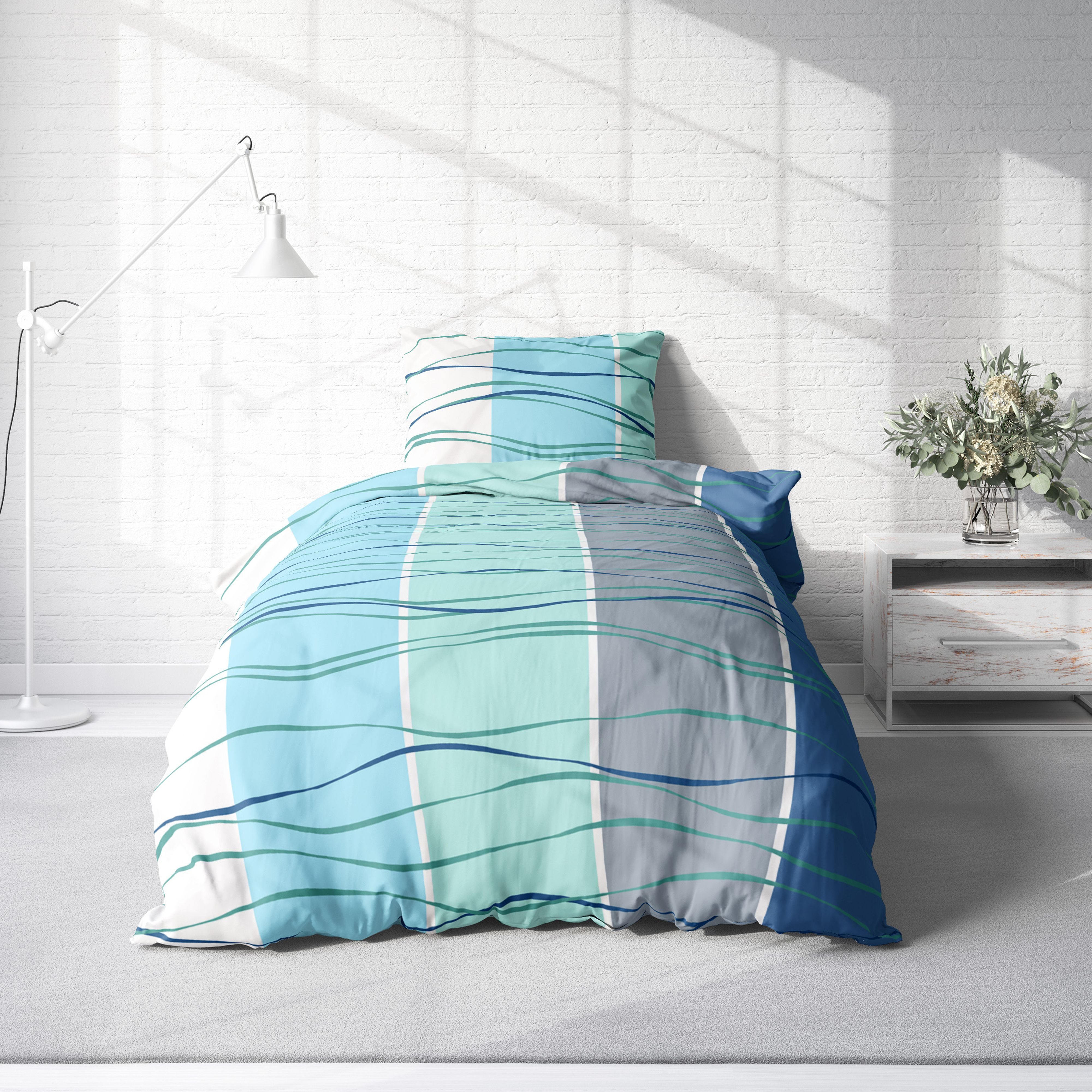 One Home Bettwäsche Welle, Mikrofaser, 2 teilig, gestreift modern, Normalgr günstig online kaufen