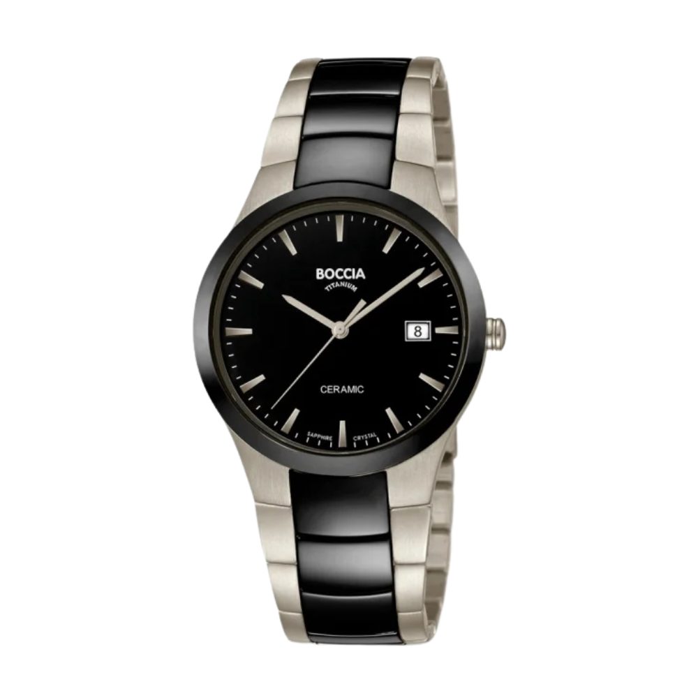 Boccia Titanuhr 3639-01, Boccia, Herren, Armbanduhr, Keramik, Reintitan, antiallergisch