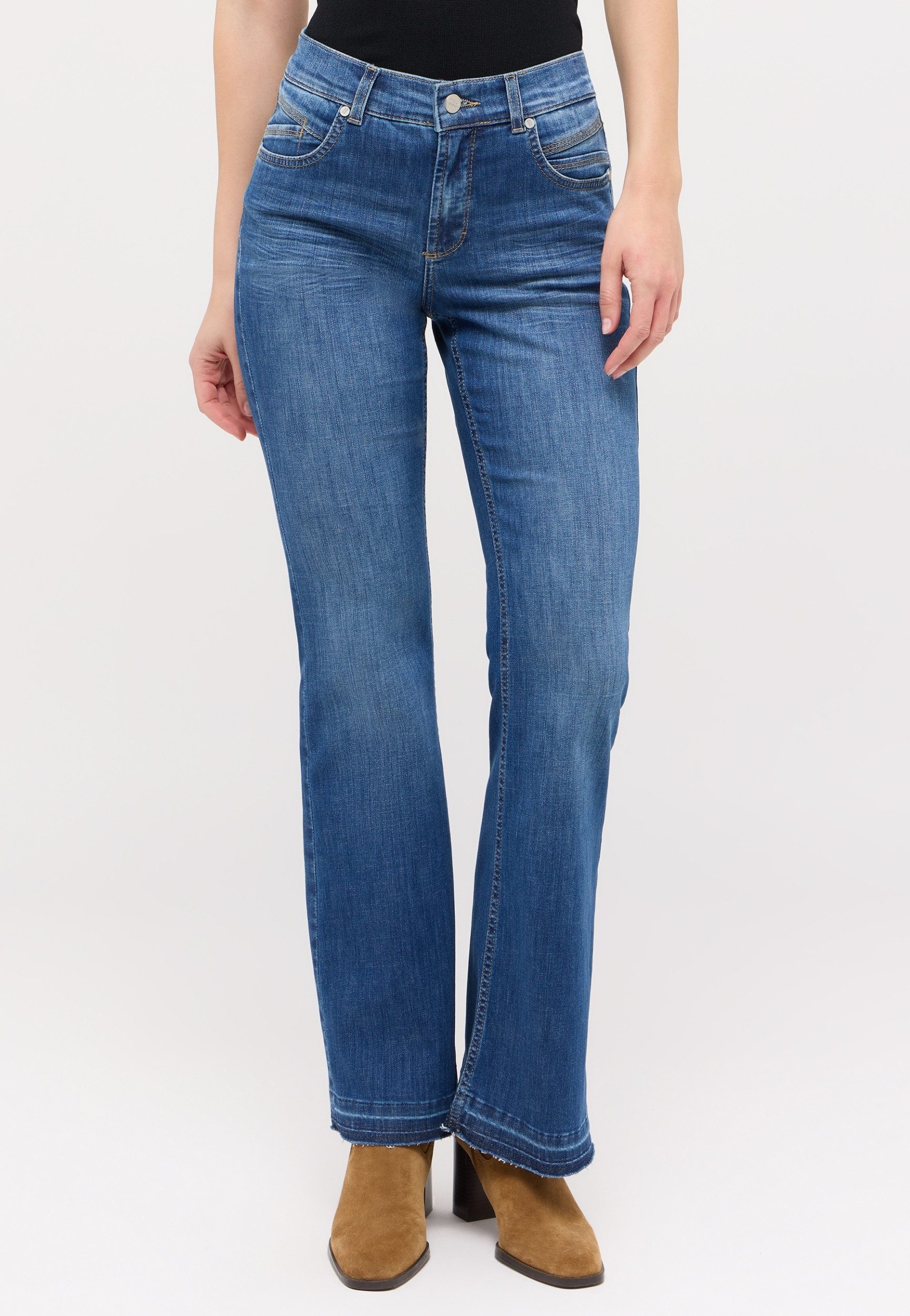 5-Pocket-Jeans LENI FLARED FRINGE OLD WASHED USED BUFFI