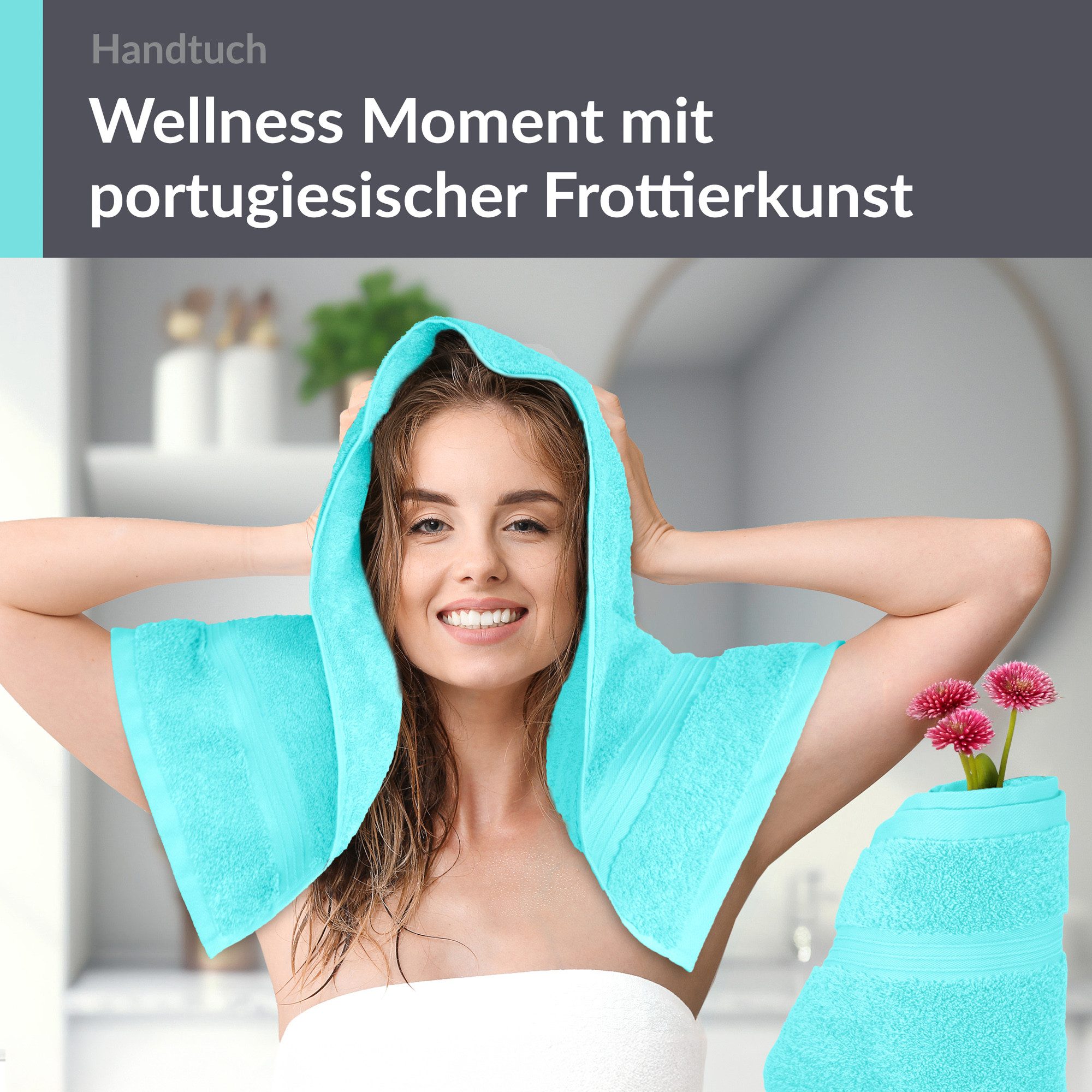Lashuma Handtücher Linz, Frottee (2-St), Kuschelige Handtücher türkis 50x10 günstig online kaufen