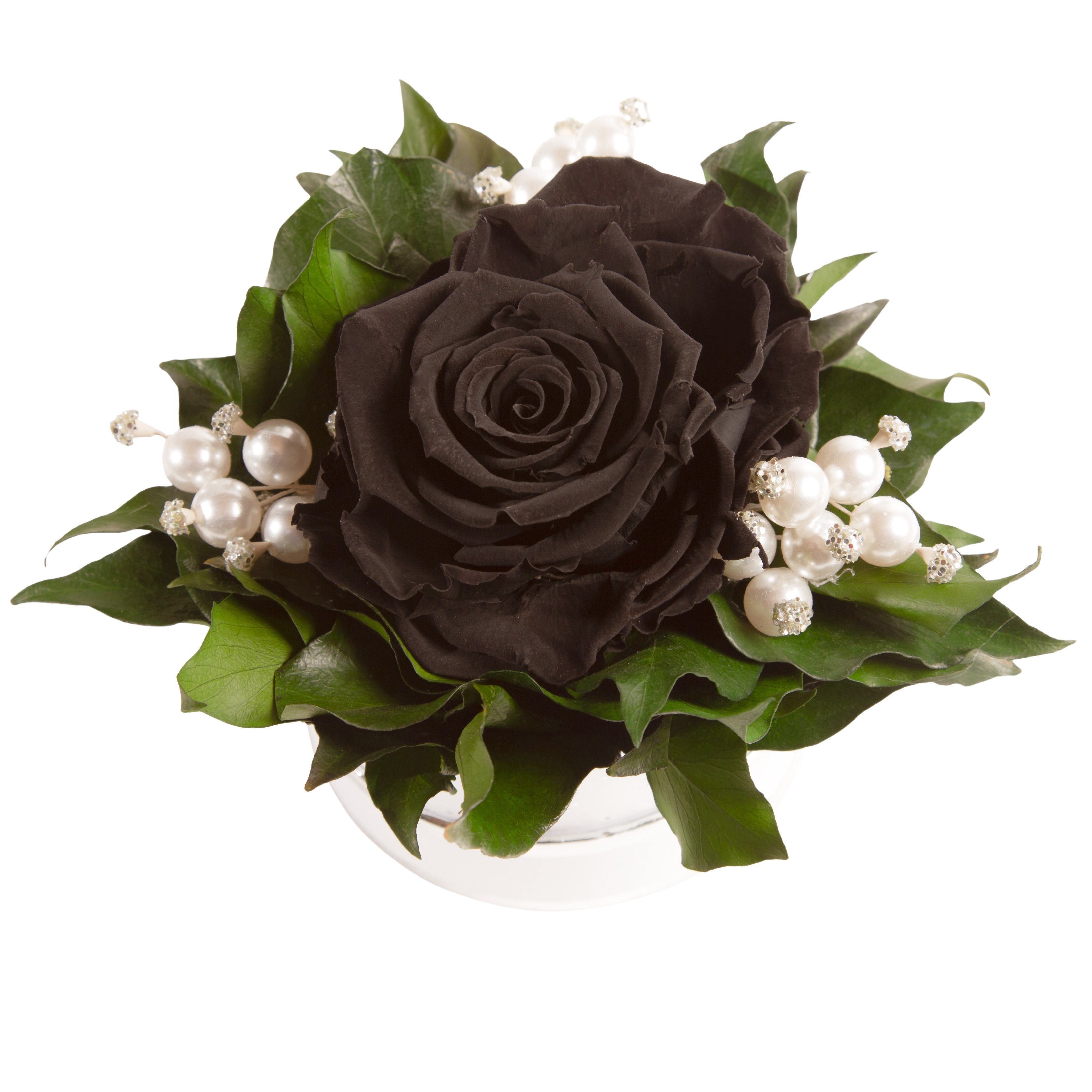 Kunstblume Infinity Rosenbox Diamonds and Pearls 1 infinity Rose Rose, ROSEMARIE SCHULZ Heidelberg, Höhe 10 cm, echte Blume die lange hält, Made in Germany