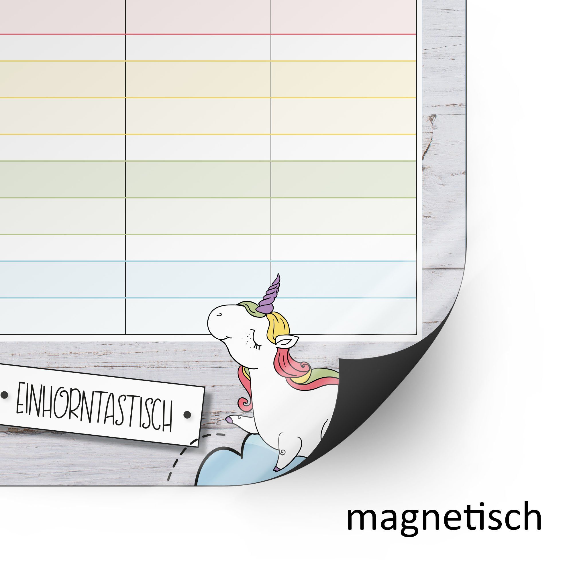younikat Schülerkalender Einhorn Stundenplan mit magnetischer Rückseite I Abwischbar I DIN A4