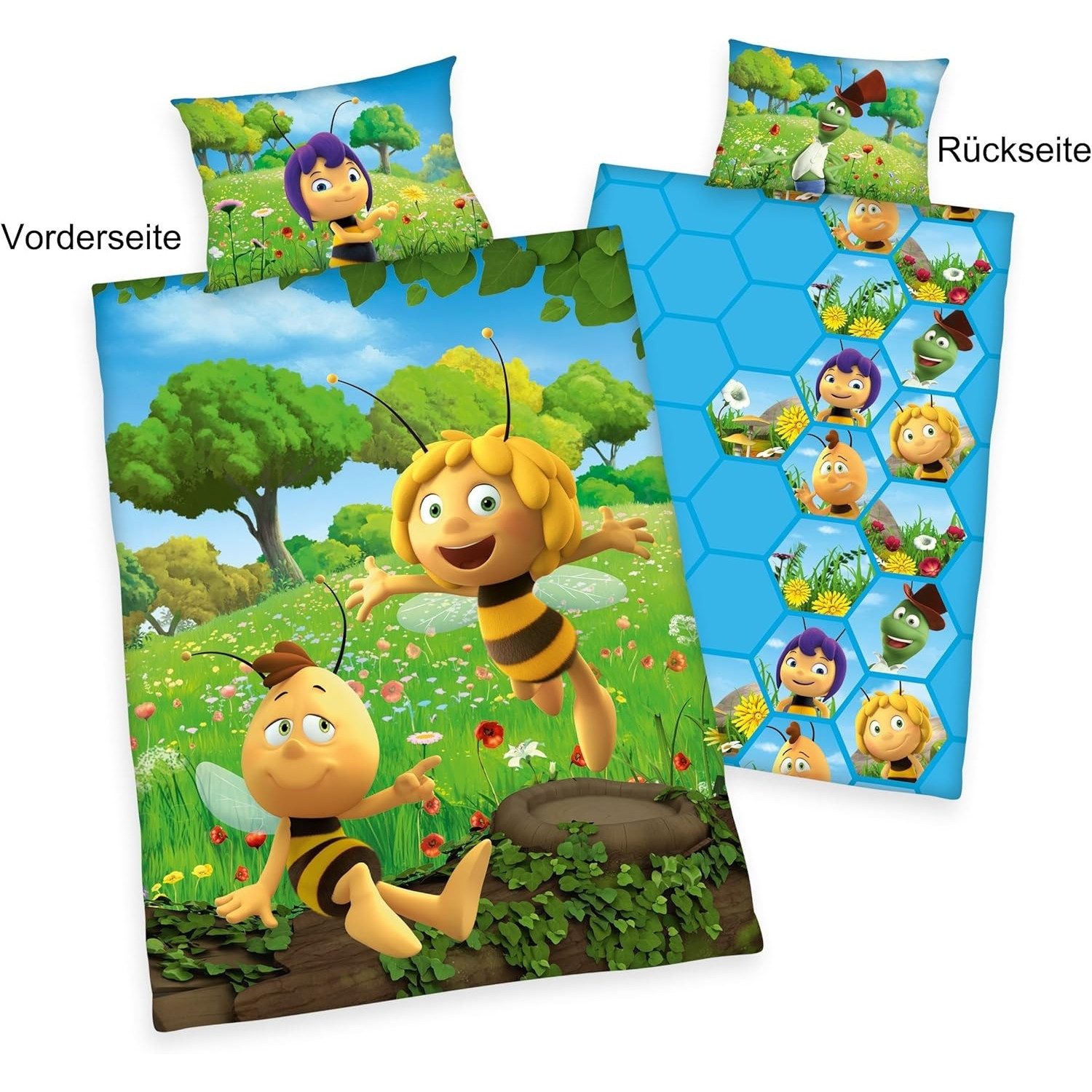 Herding Kinderbettwäsche BIENE MAJA Bettwäsche-Set Kleinkinder Wendebettwäsche Decke 100x135c, Renforcé, 2 teilig, 100% Baumwolle – Bild 3 von 5