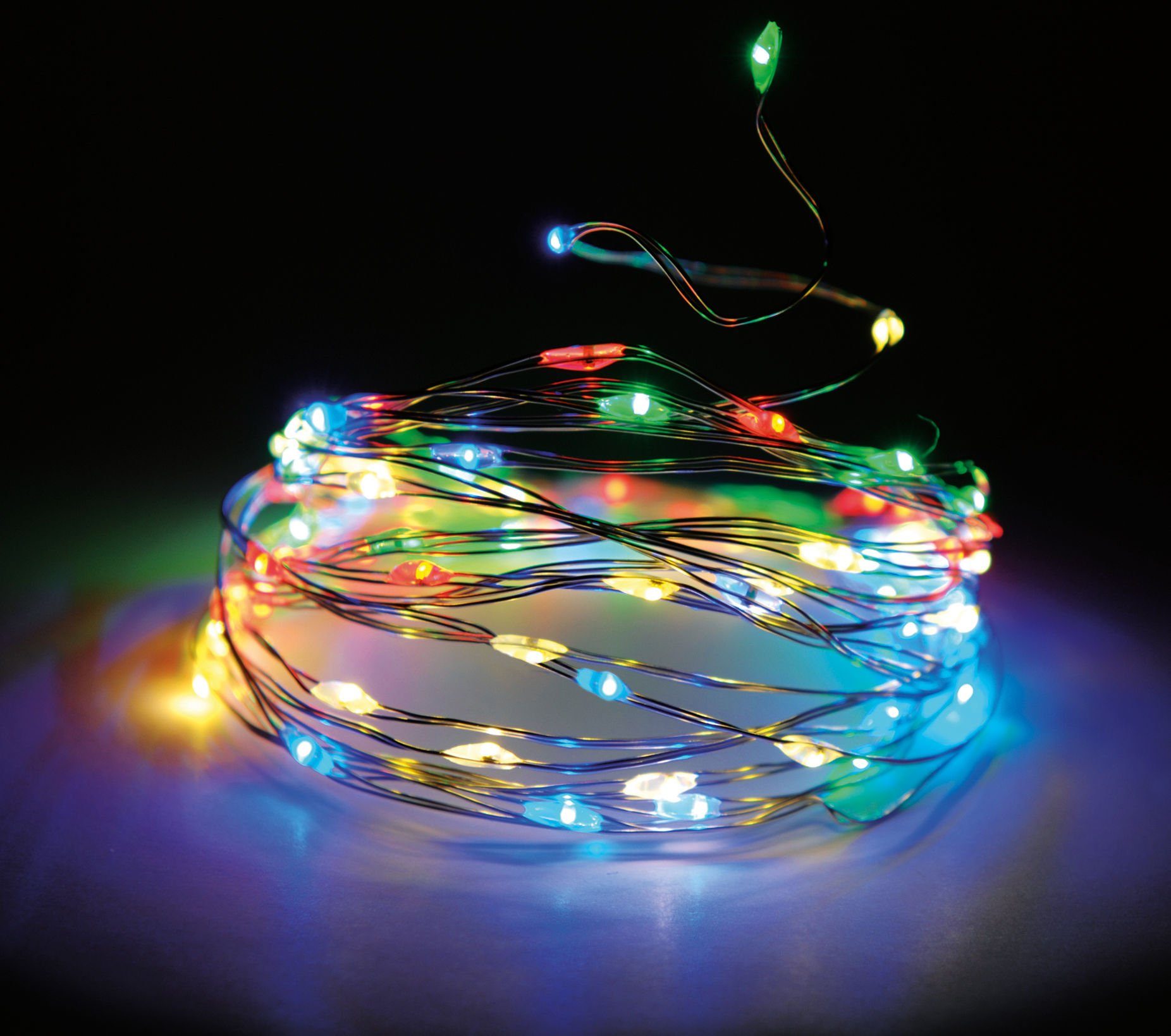 Spetebo Lichterkette Lichterkette Draht 160 LED - bunt / multi, 160-flammig, mit 8 Funktionen und integriertem Timer