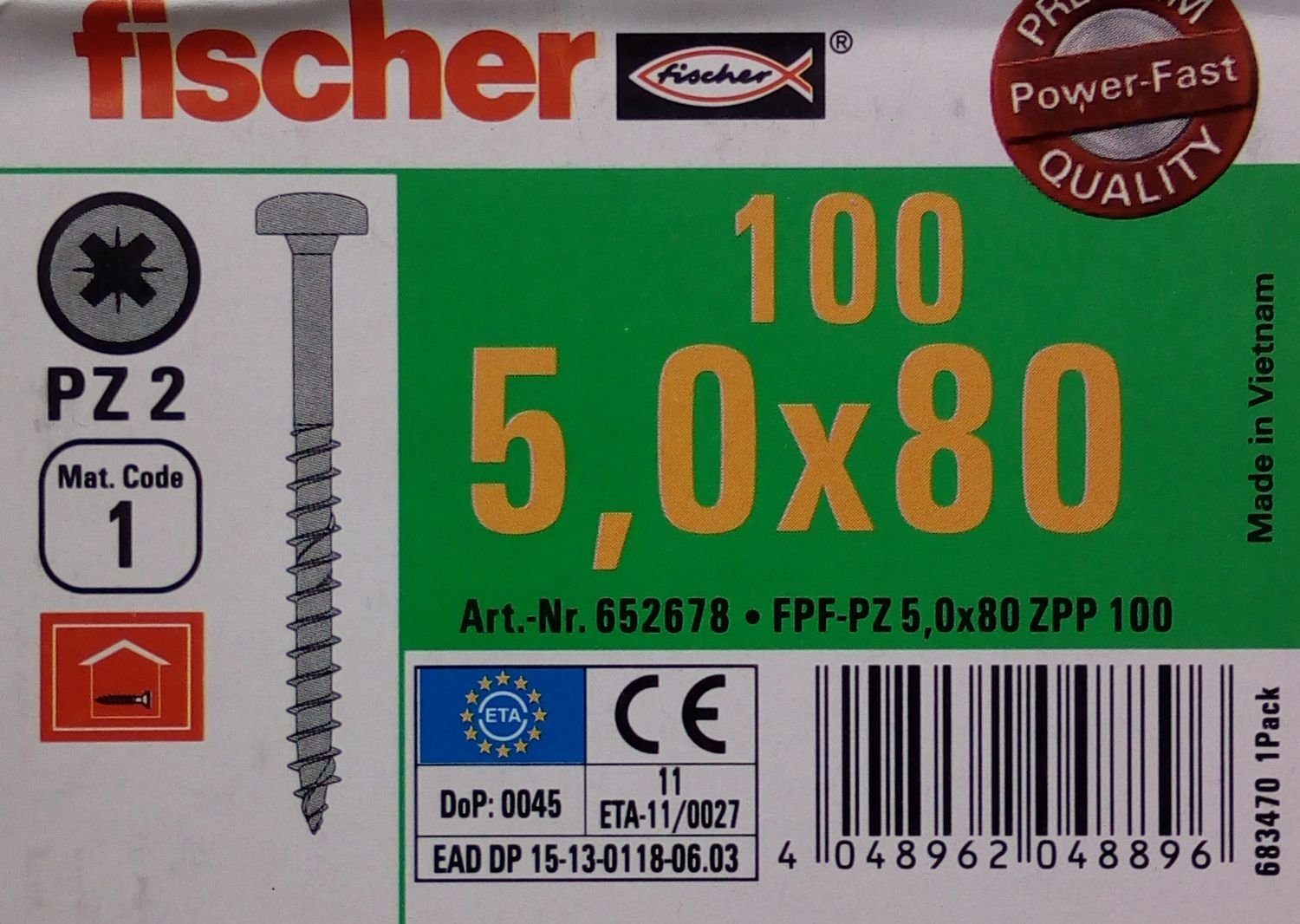 TX Fischer 100x Befestigungstechnik Te, St) x 80 Halbrundkopf Schraube (100 verzinkt 5,0 fischer Spanplattenschrauben