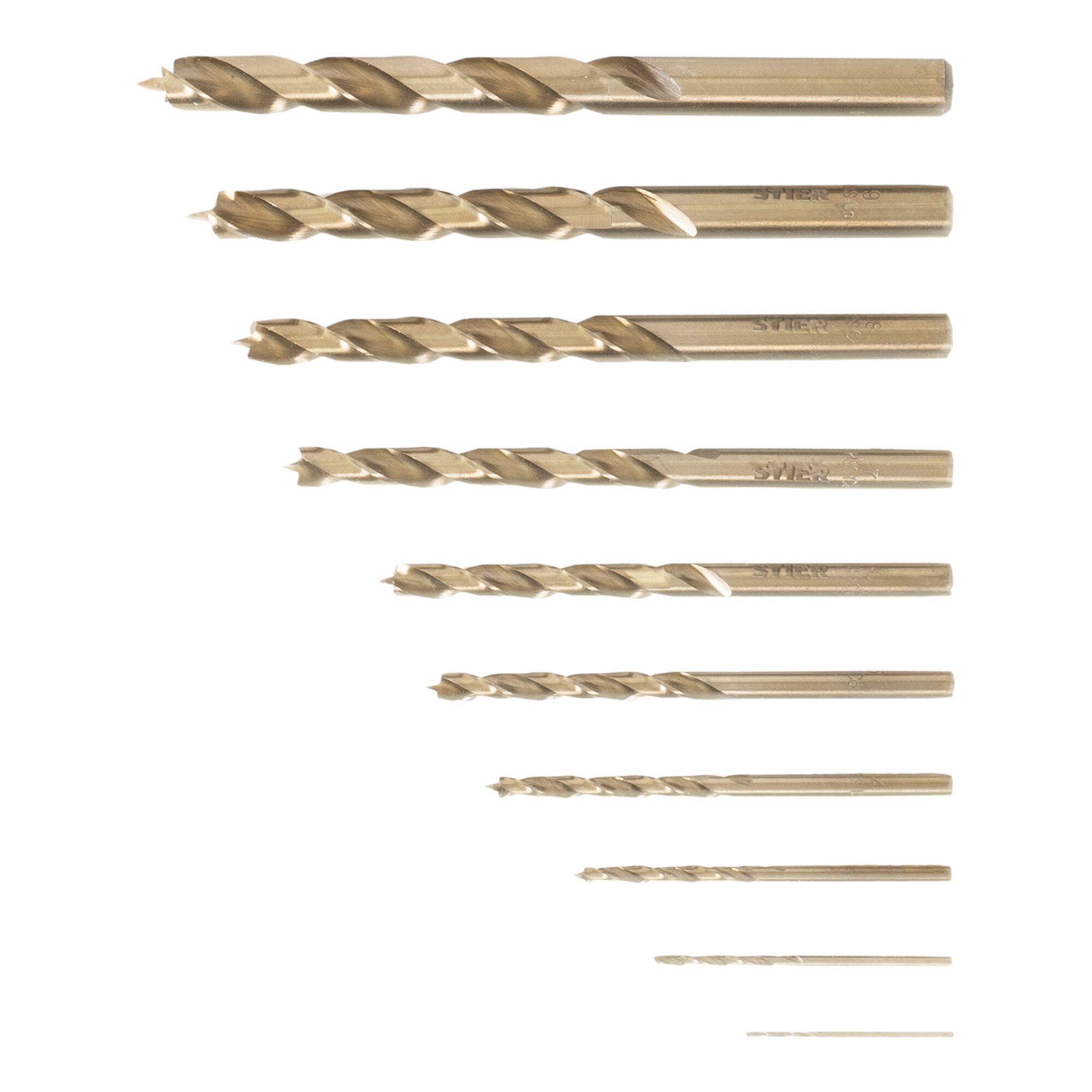 Stier Holzbohrer STIER Holzbohrer-Set HSS Cobalt 10-teilig Alle Größen von 1 bis 10 mm