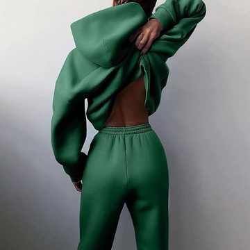 FIDDY Trainingsanzug Jogging-Damen-Sportanzug, einfarbig, modern