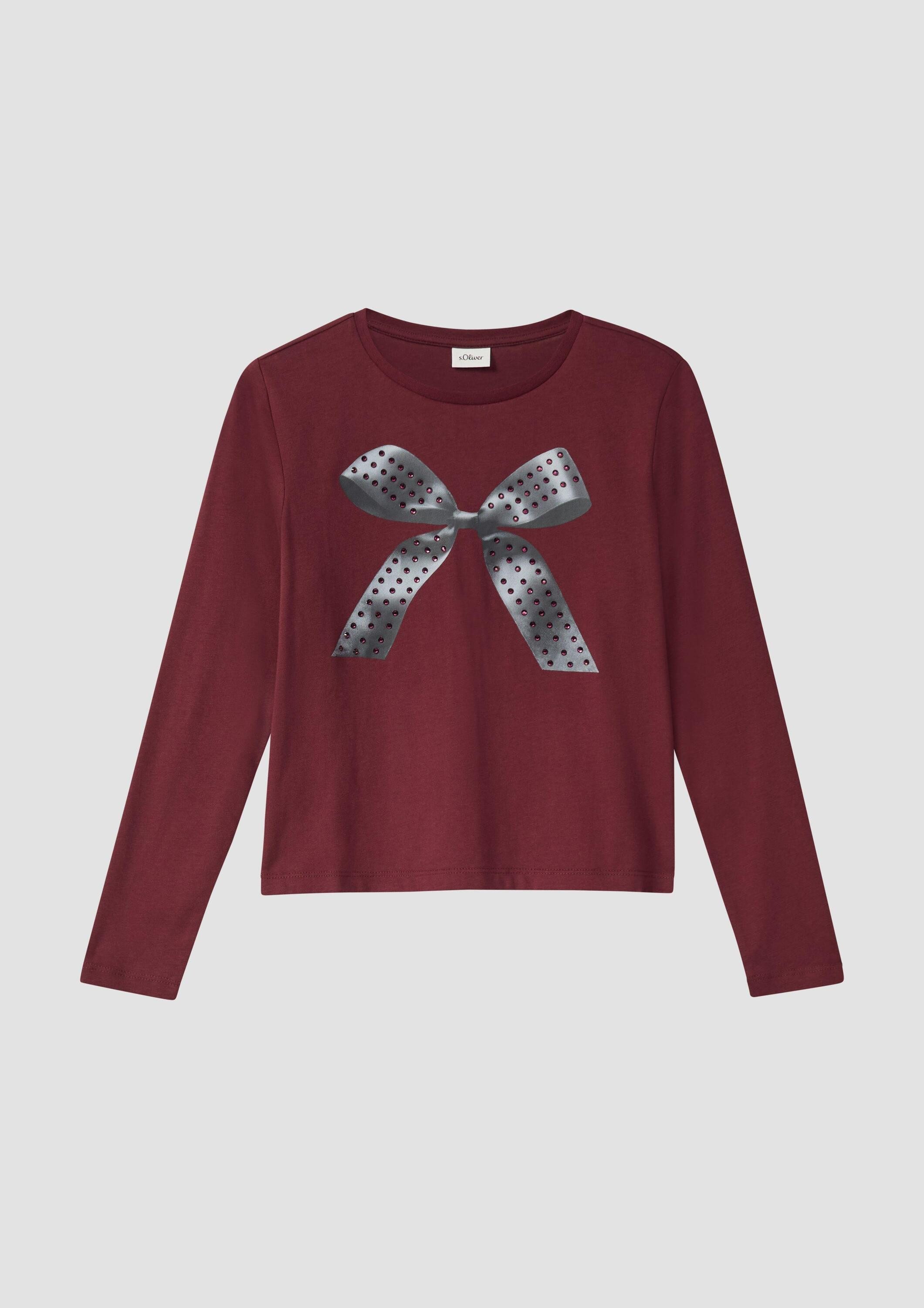 s.Oliver Langarmshirt T-Shirt Langarm-Jerseyshirt mit Schmucksteinen im Loose Fit
