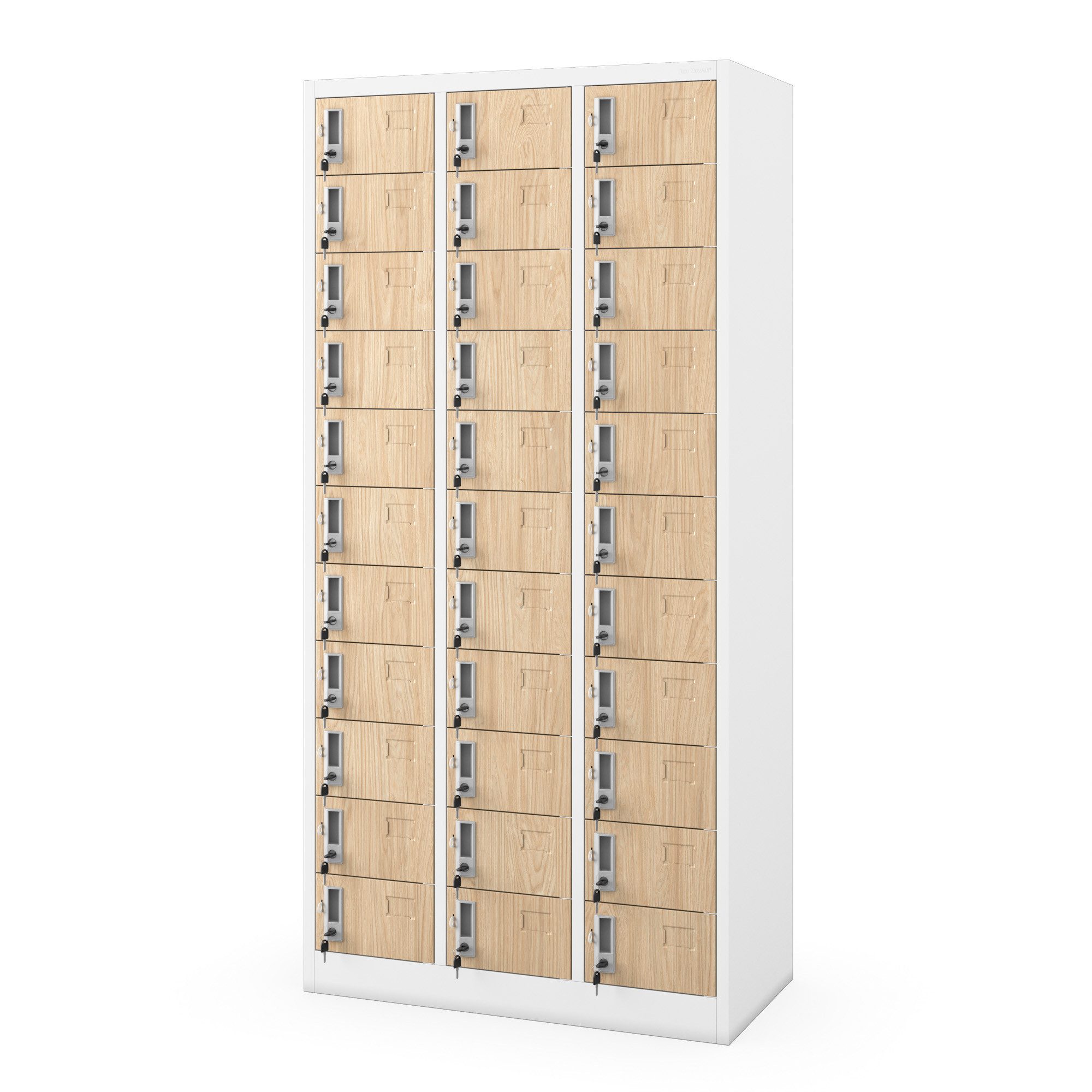 Jan Nowak Mehrzweckschrank Metall Wertfachschrank OLIVER 90 cm 33 Fächer abschließbar (0,6 mm 185 x 90 x 45 cm Lüftungsschlitze Wandmontage PZH) Depotschrank Schließfachschrank Schloss je Fach 185 cm hoch