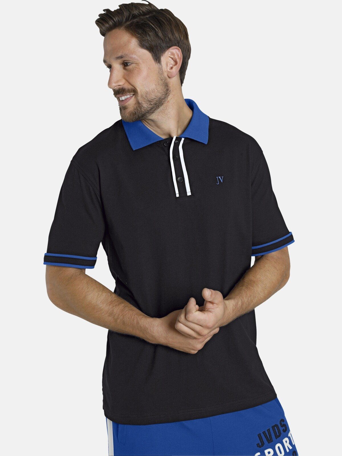 Jan Vanderstorm Poloshirt ISFRIED weiche Baumwolle, Comfort Fit schwarz