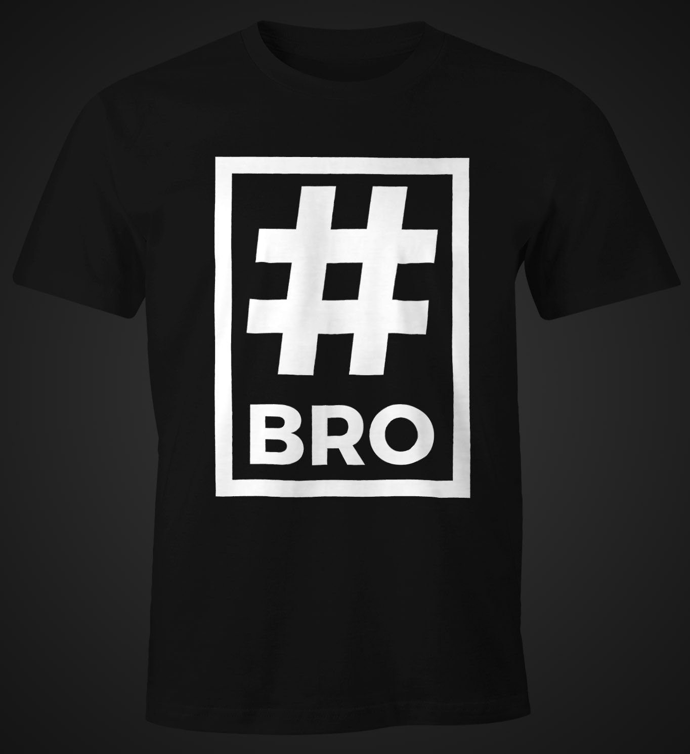 Print-Shirt T-Shirt MoonWorks Moonworks® Bro schwarz Herren Print Hashtag Brother mit
